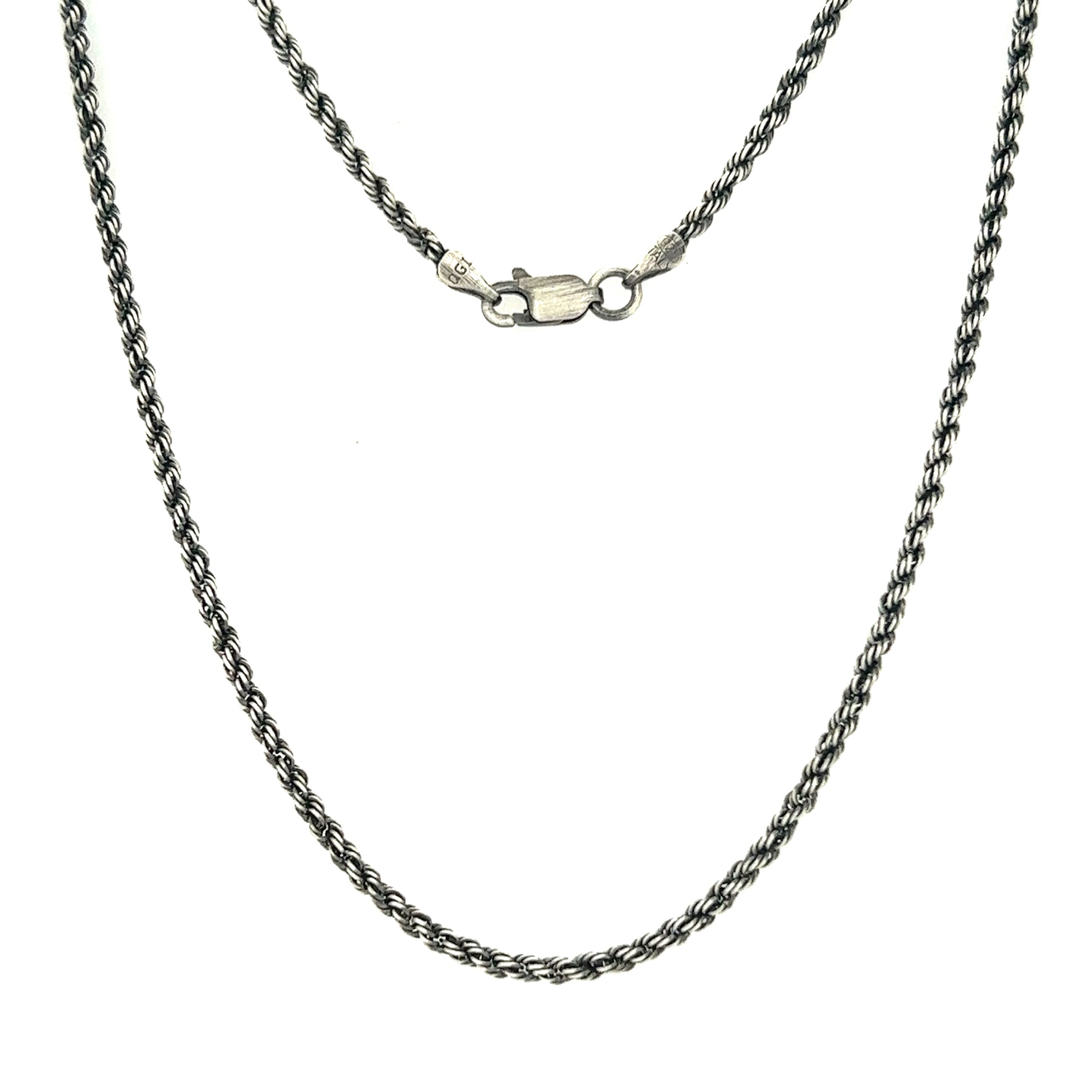 Rope Chain 2.3mm with Ruthenium-plated Finish in Sterling Silver Full Chain View