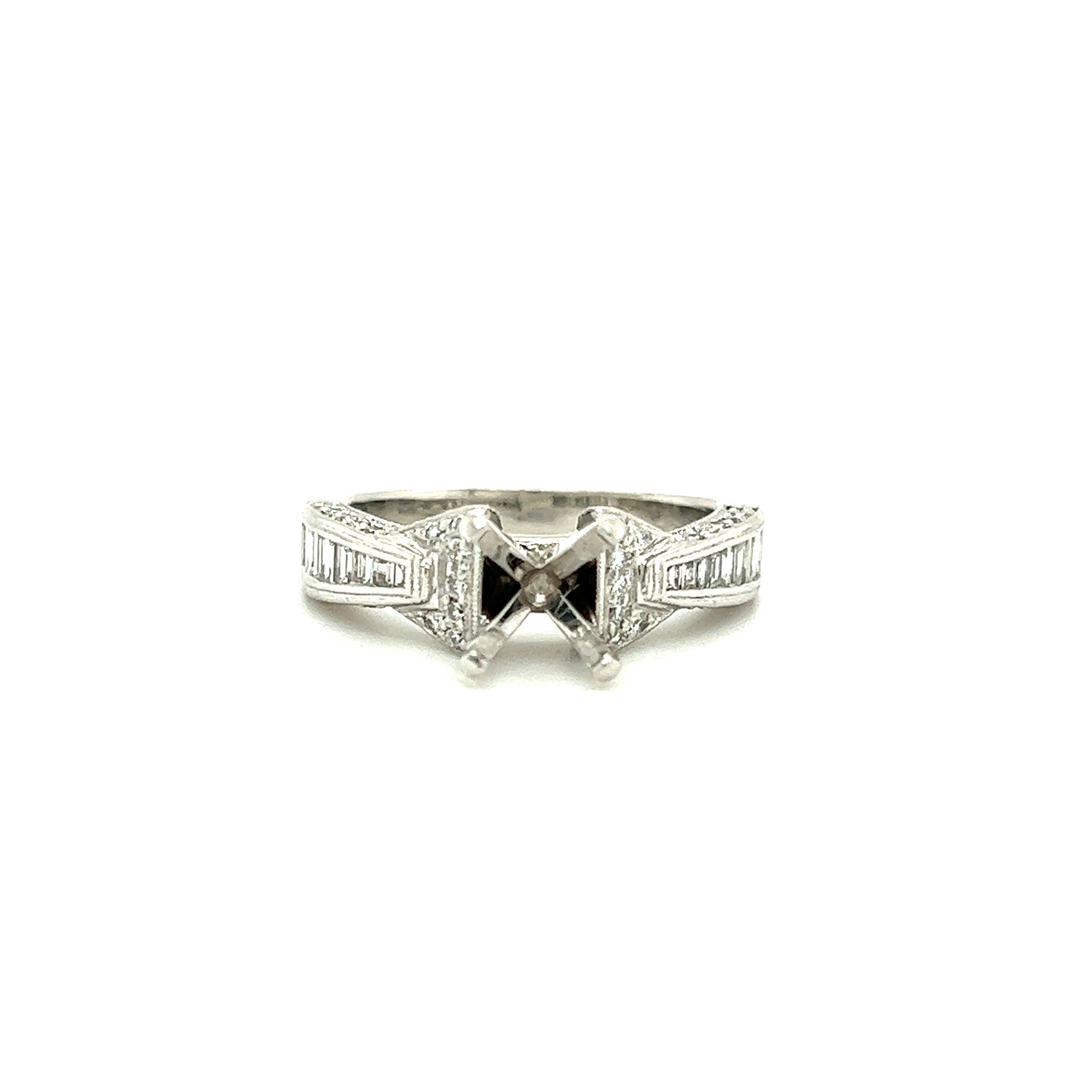 Ring Setting with 0.80ctw of Diamonds in Platinum Front View