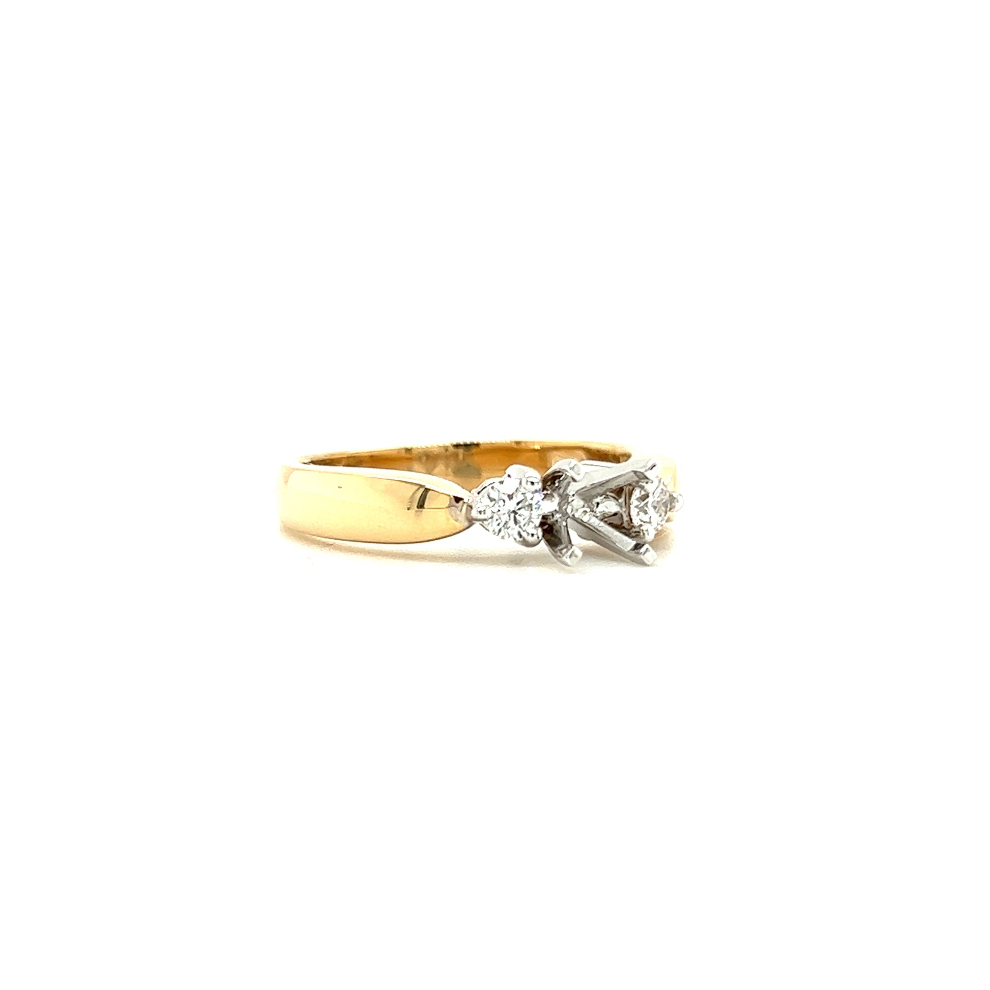 Three Stone Ring Setting with 0.2ctw of Diamonds in 14K Yellow Gold Left Side View