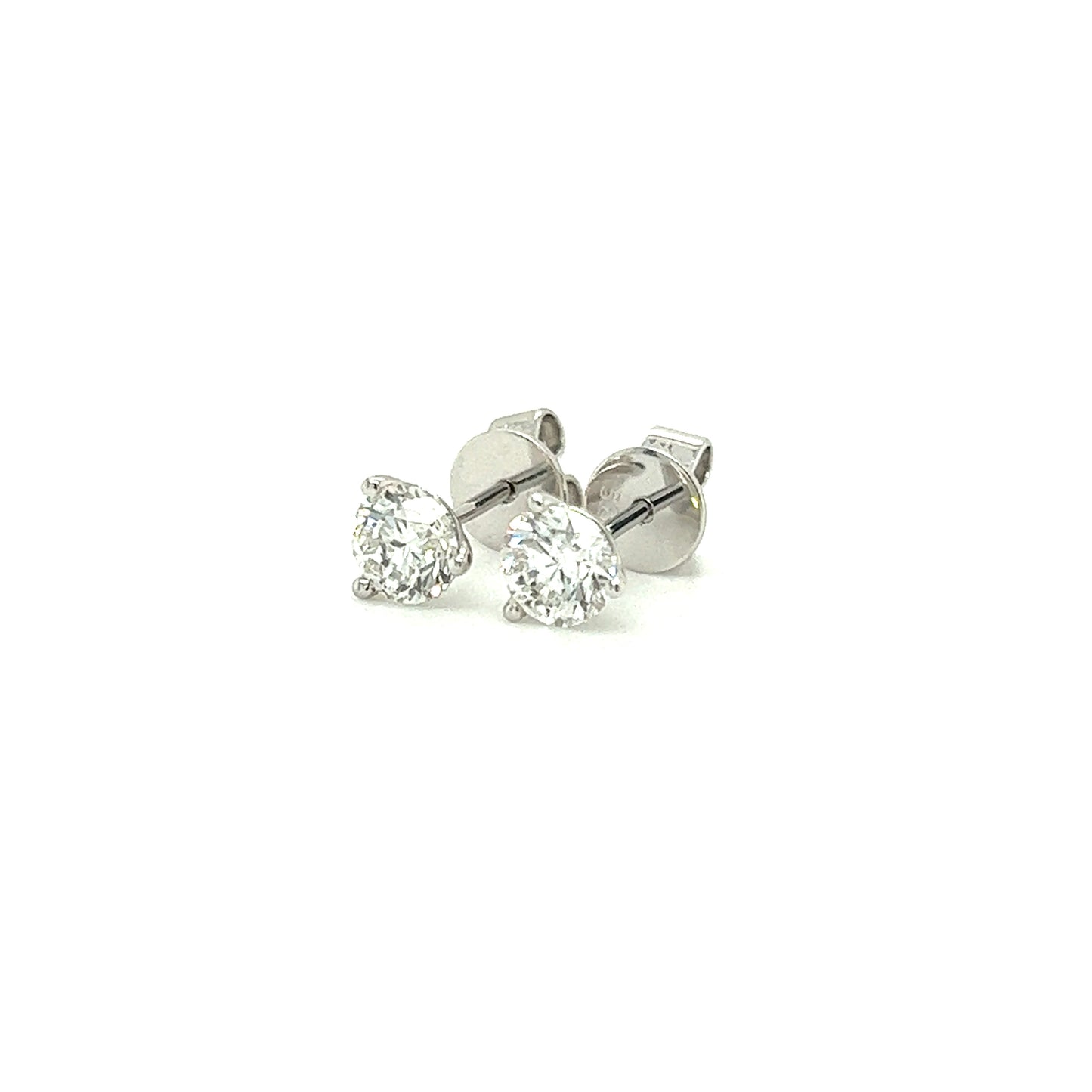 Diamond Stud Earrings with 0.75ctw of Diamonds in 14K White Gold Right Side View