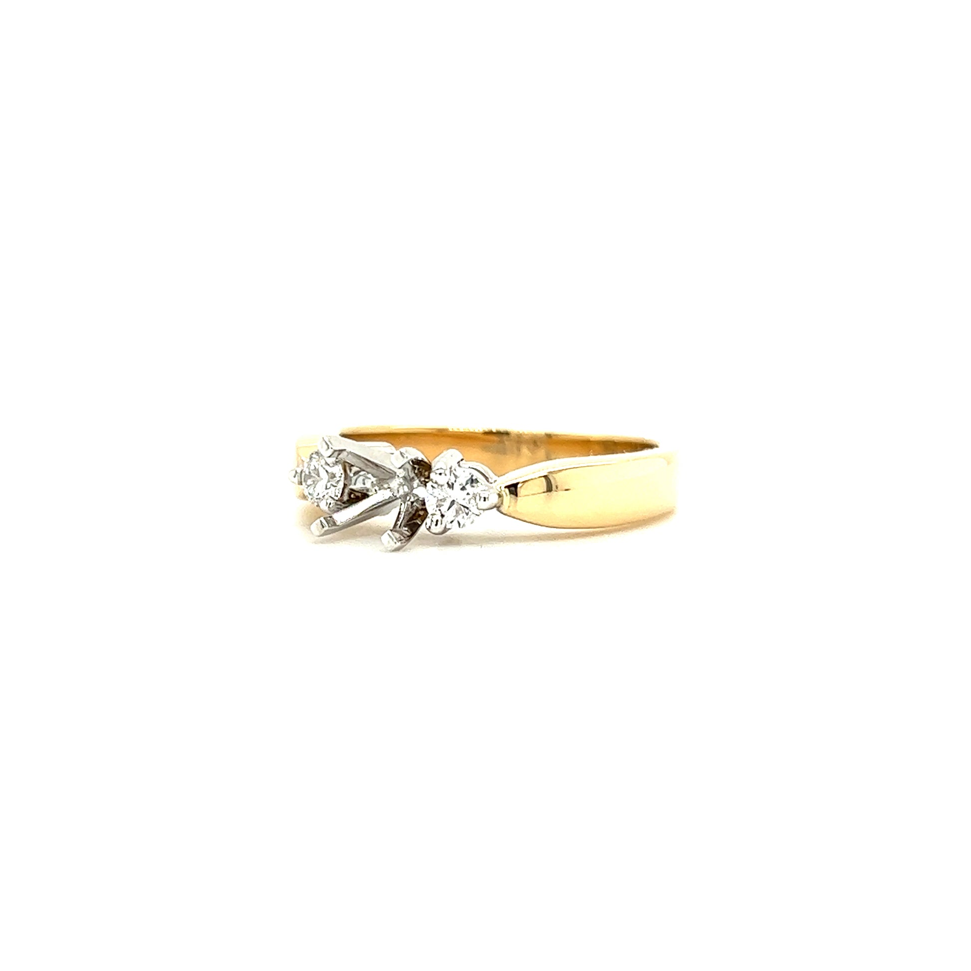 Three Stone Ring Setting with 0.2ctw of Diamonds in 14K Yellow Gold Right Side View