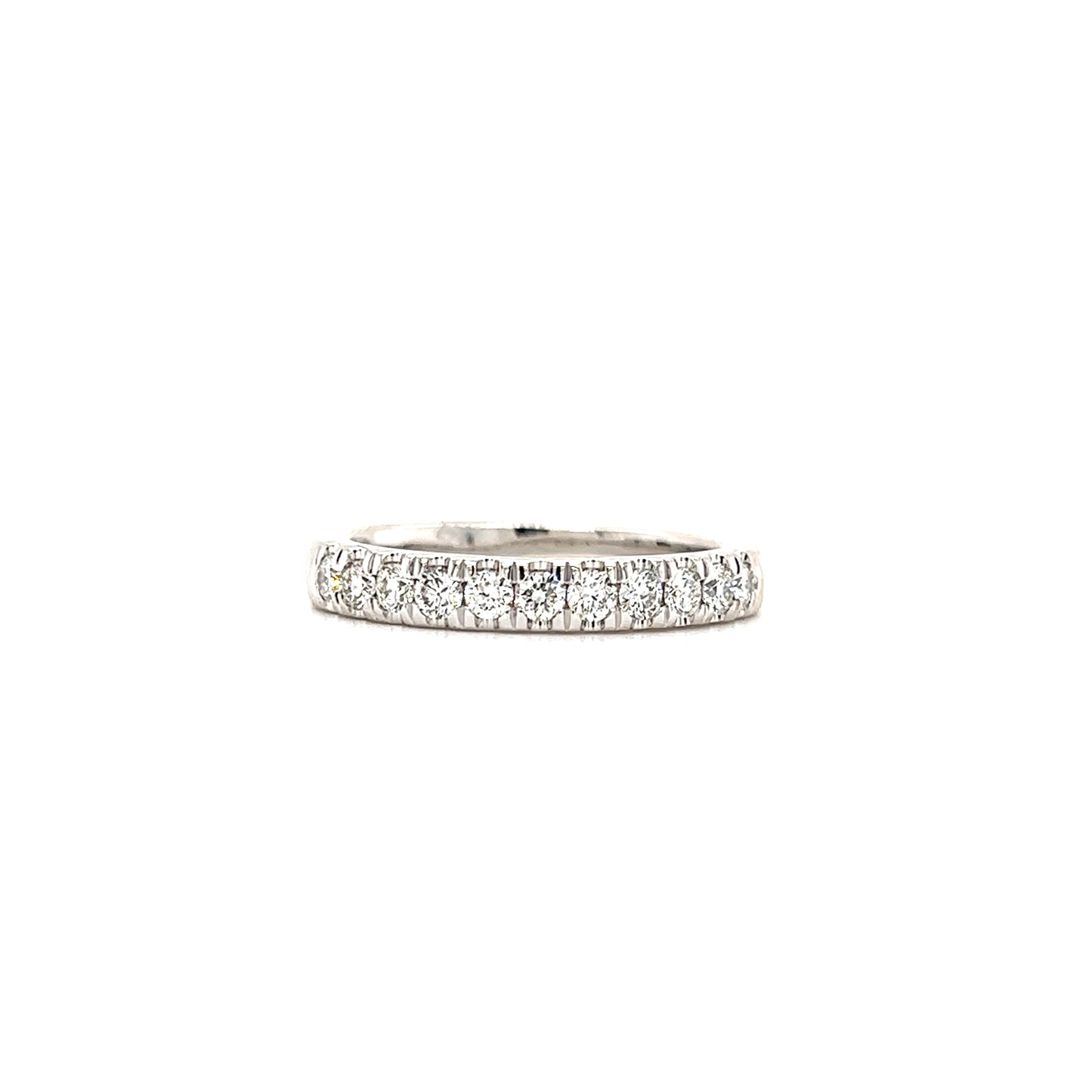 Diamond Ring with Eleven Round Diamonds in 14K White Gold Front View