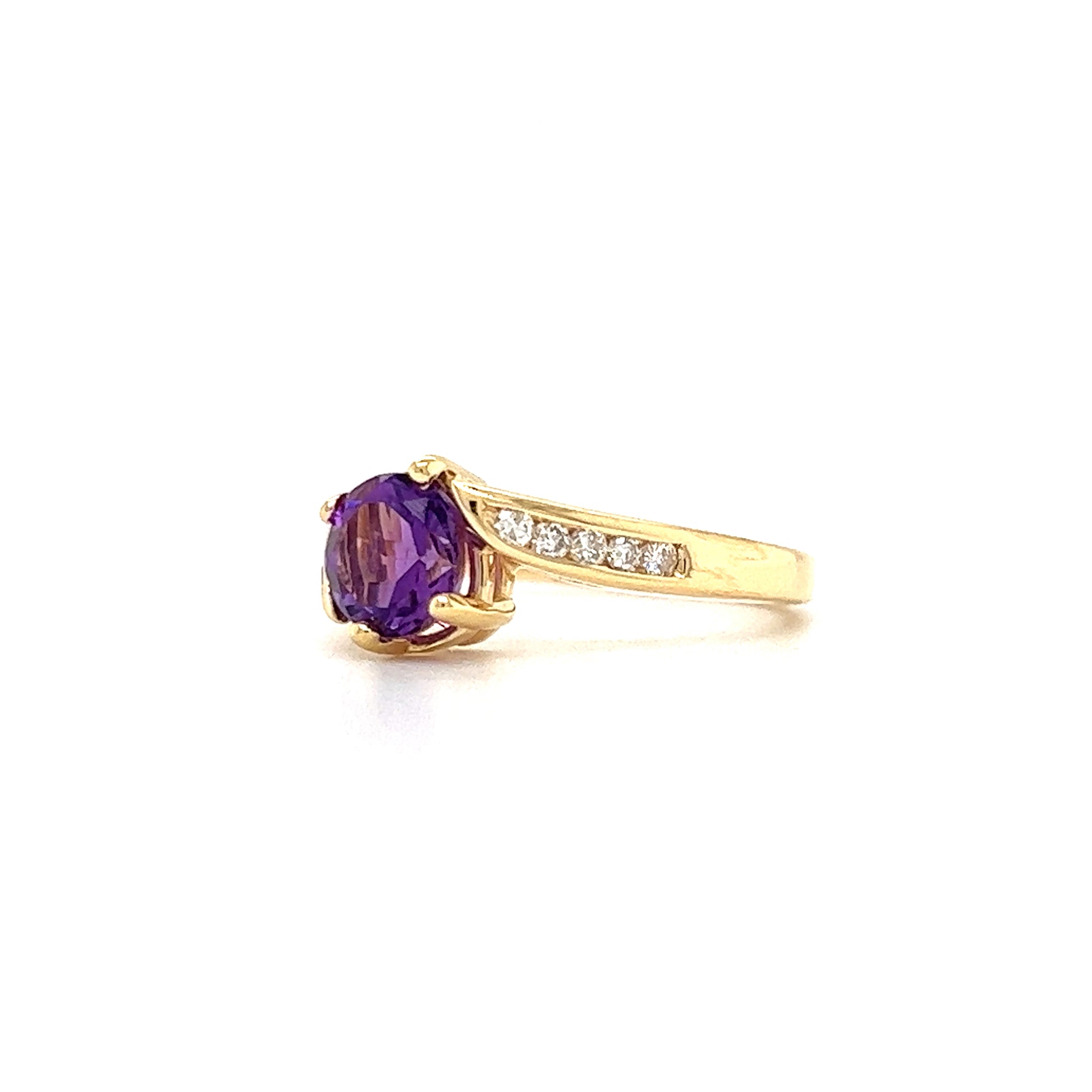 Bypass Amethyst Ring in 14K Yellow Gold Left Side View