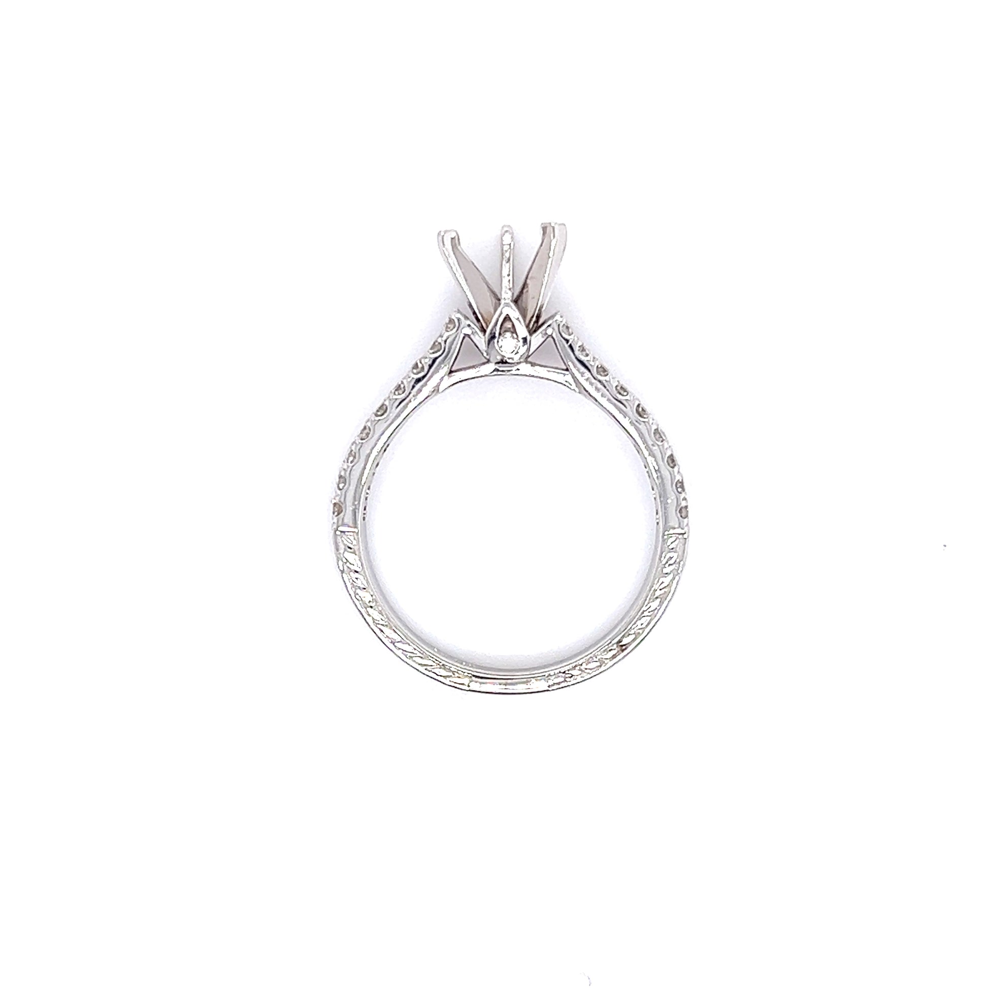 Six Prong Ring Setting with 0.56ct of Diamonds in 14K White Gold Top View