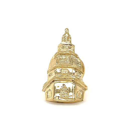 State House Pin in 10K Yellow Gold Front View