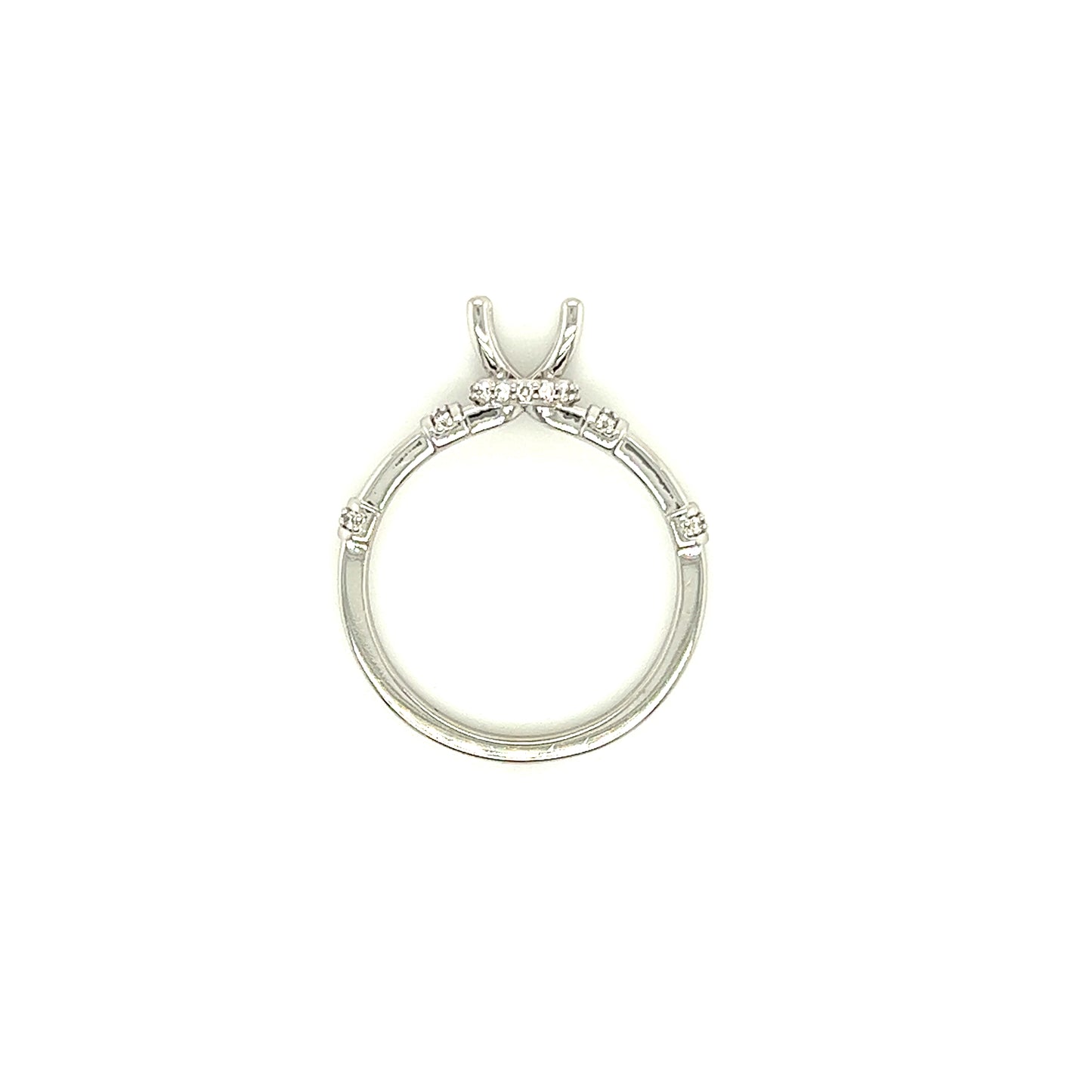 Ring Setting with Diamond Wraps in 14K White Gold Top View