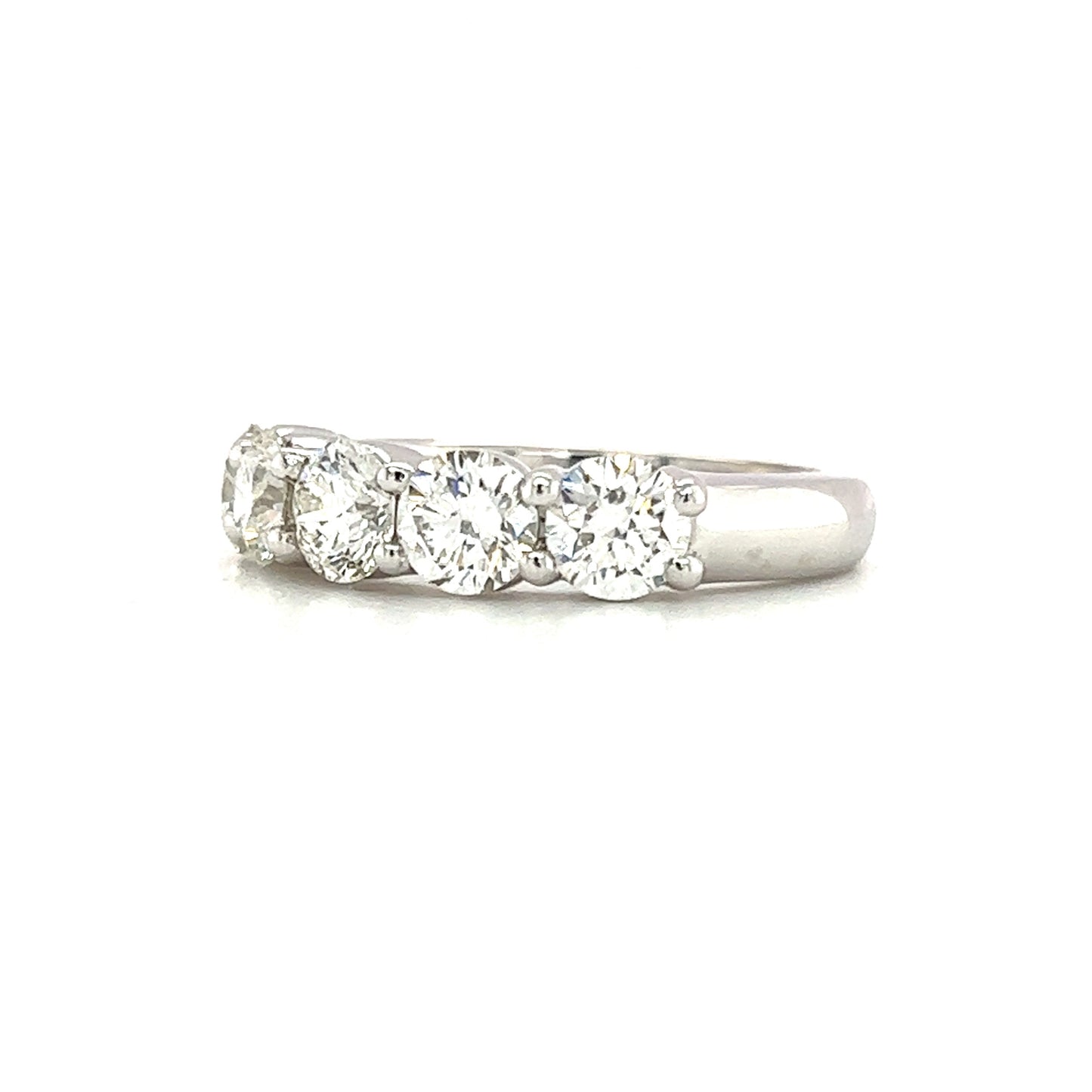 Diamond Wedding Ring with Five Round Diamonds in 14K White Gold Left Side View