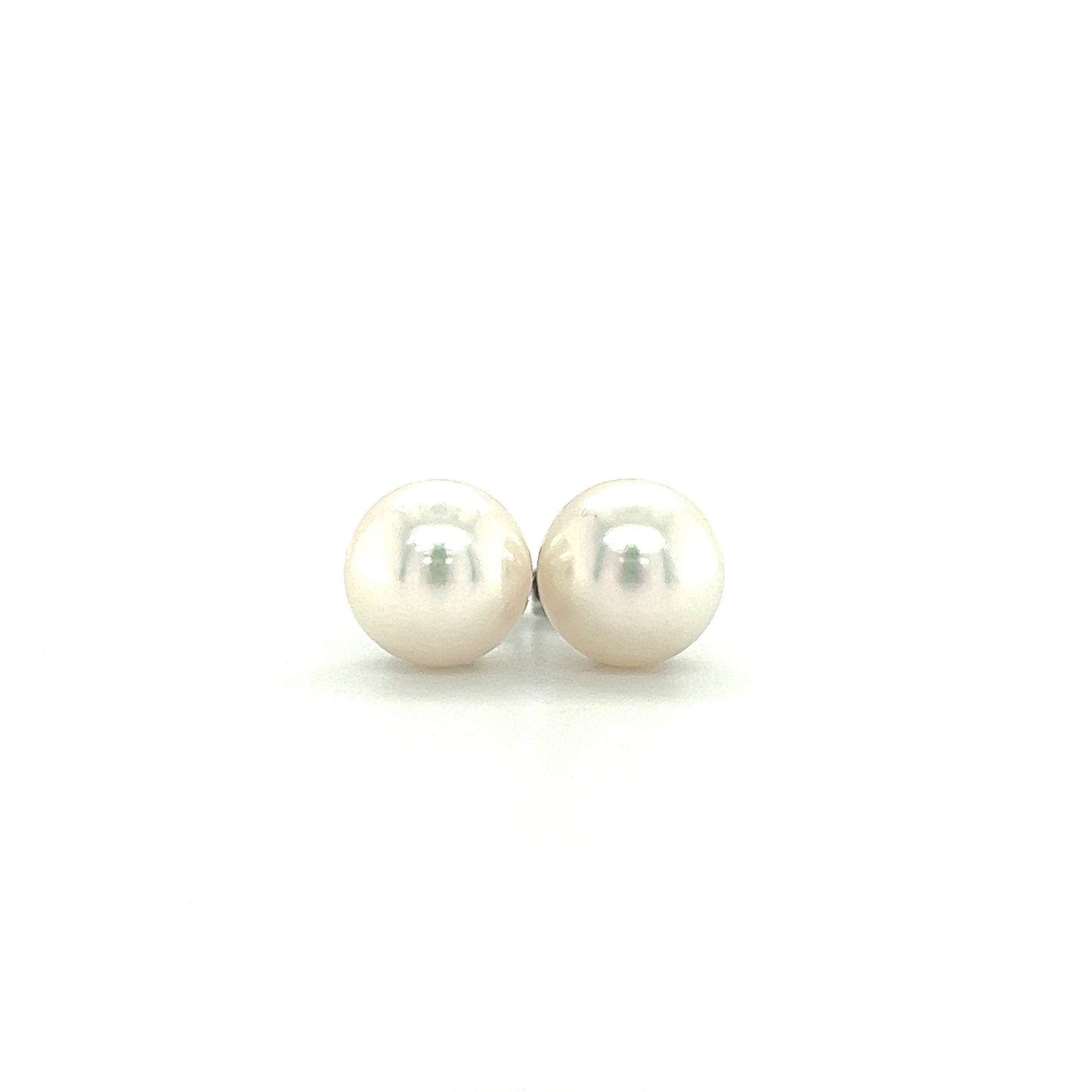 Pearl 7mm Stud Earrings in 14K Gold Front View
