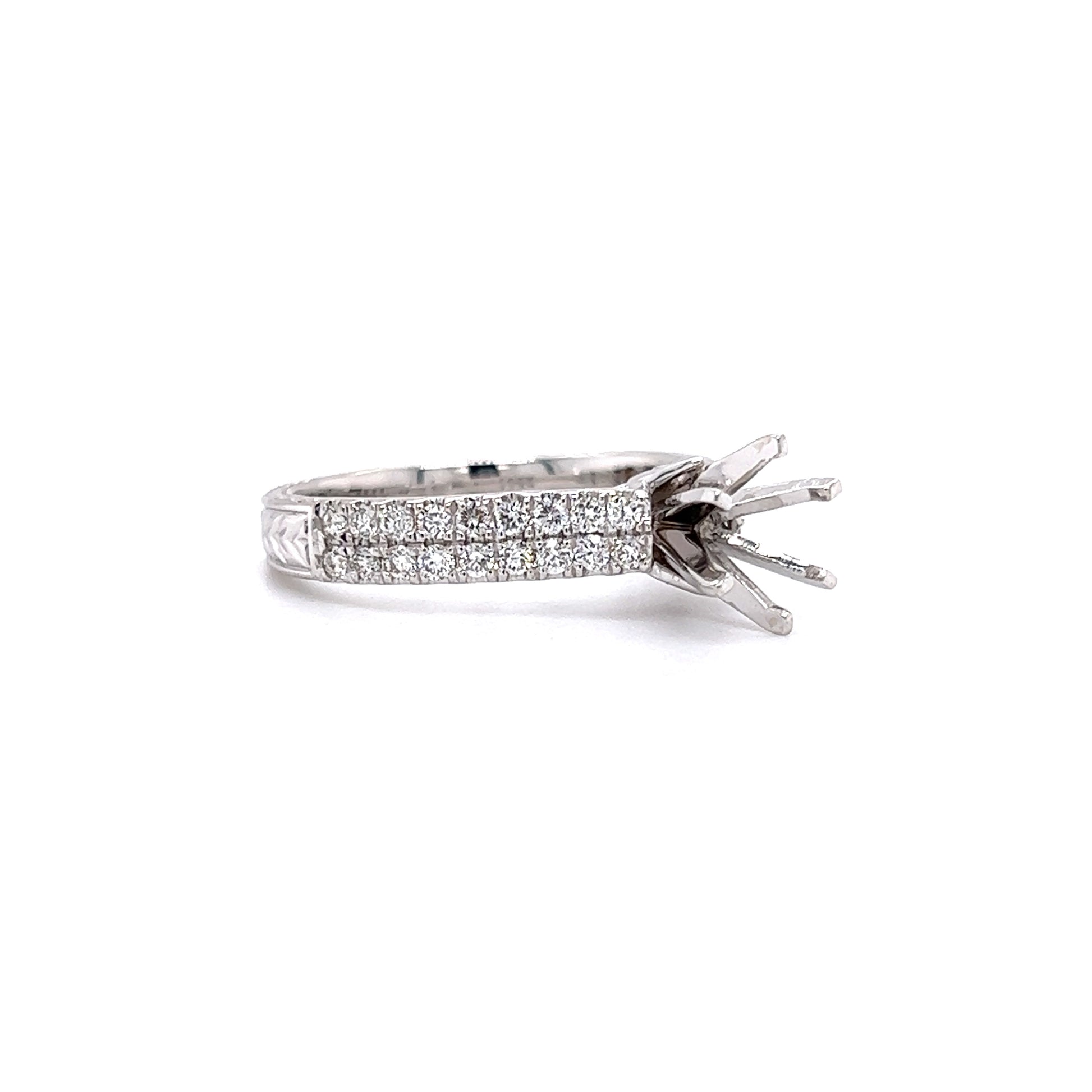 Six Prong Ring Setting with 0.56ct of Diamonds in 14K White Gold Left Side View