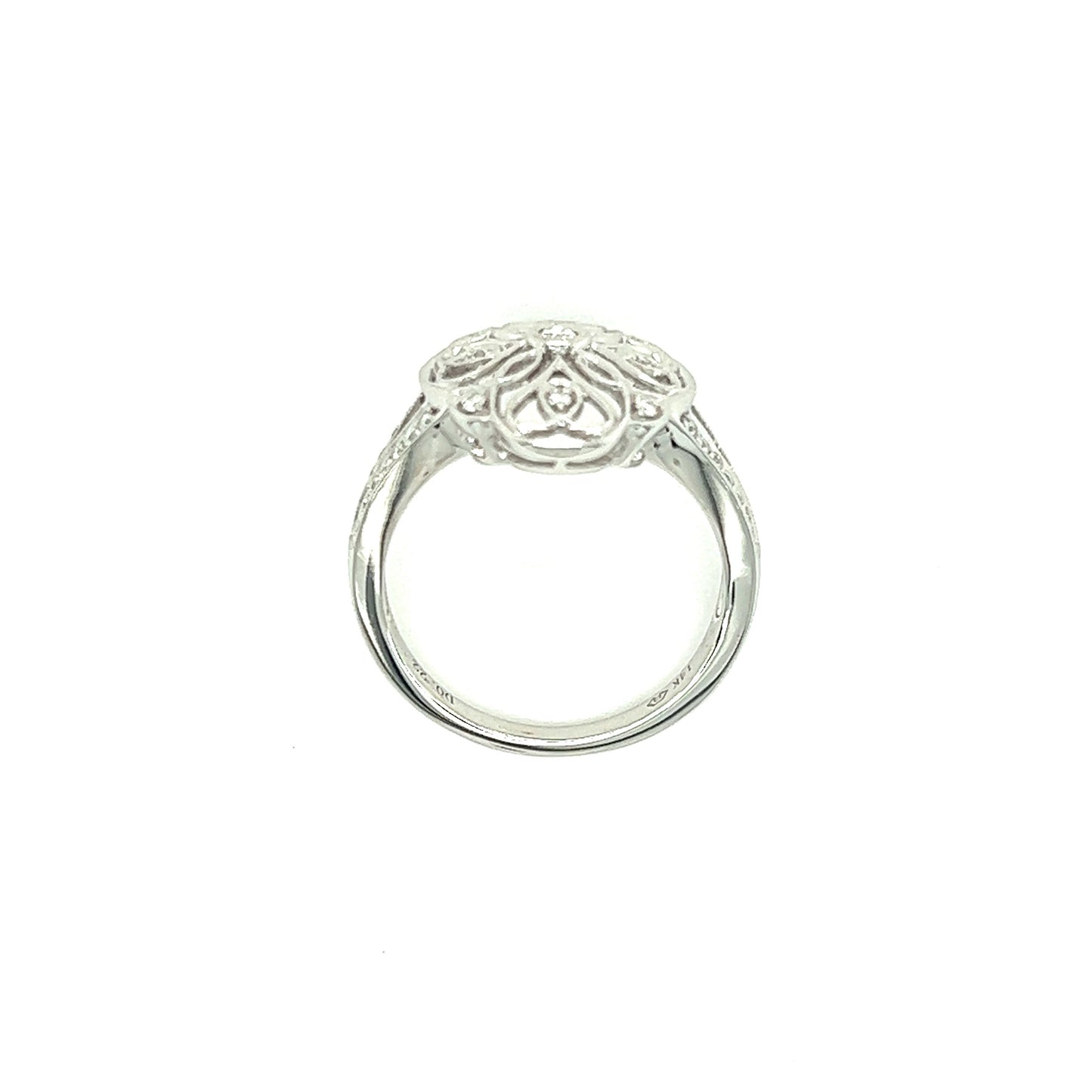 Filigree Diamond Ring with 0.2ctw of Diamonds in 14K White Gold Top View