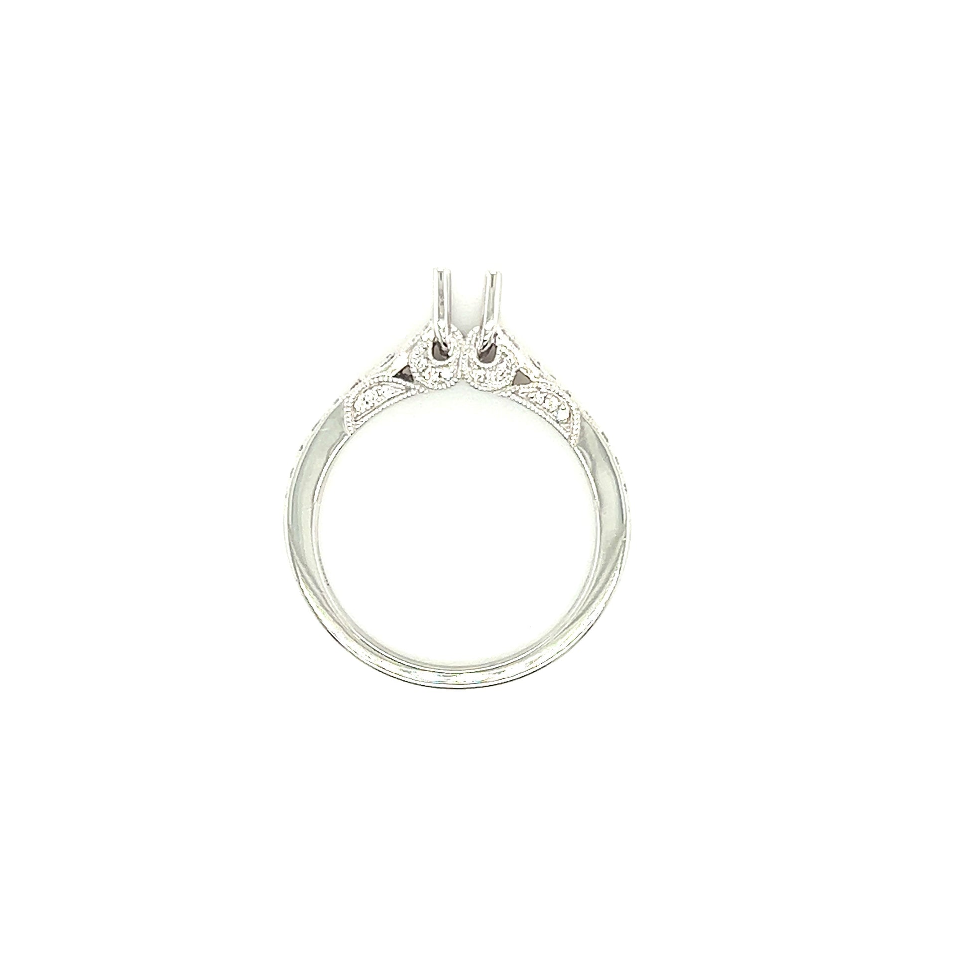 Four Prong Ring Setting with 0.20ctw of Diamonds in 14K White Gold Top View