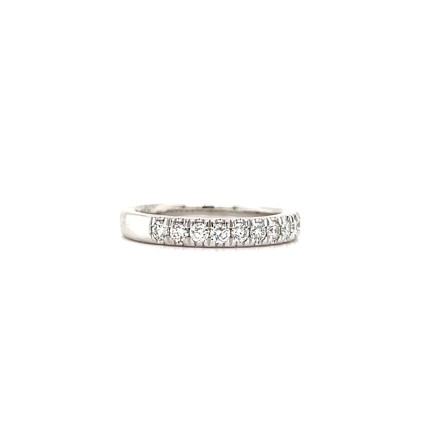 Diamond Ring with Eleven Round Diamonds in 14K White Gold Left Side View