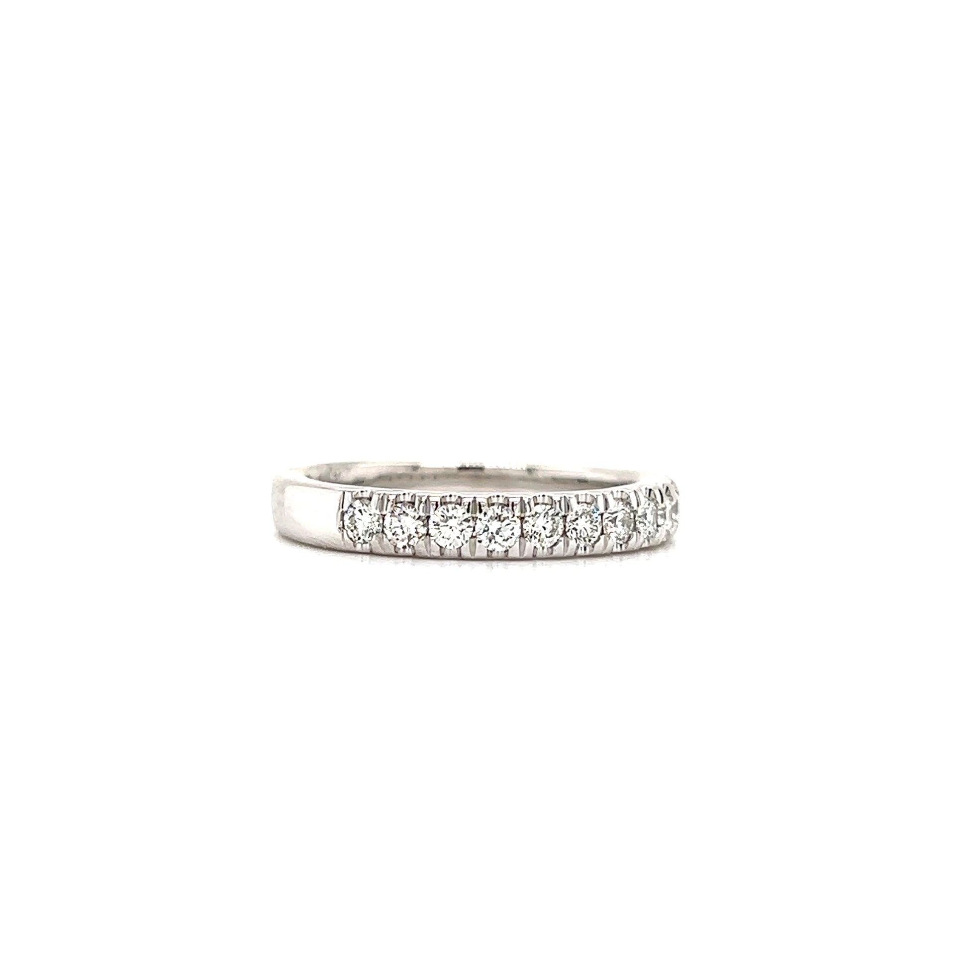 Diamond Ring with Eleven Round Diamonds in 14K White Gold Left Side View