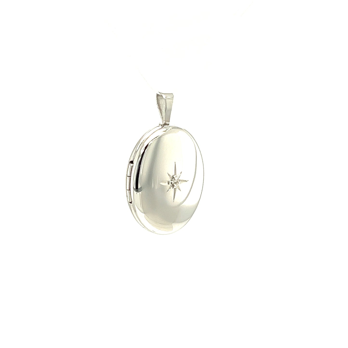 Oval Locket with Diamond Accent in Sterling Silver Left Side Alternative