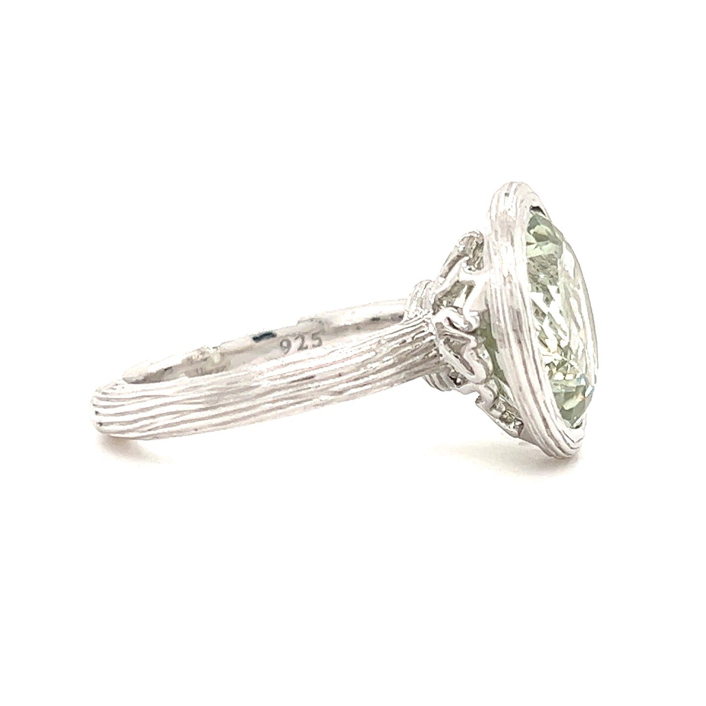 Green Mint Quartz Ring in Sterling Silver Right Side View
