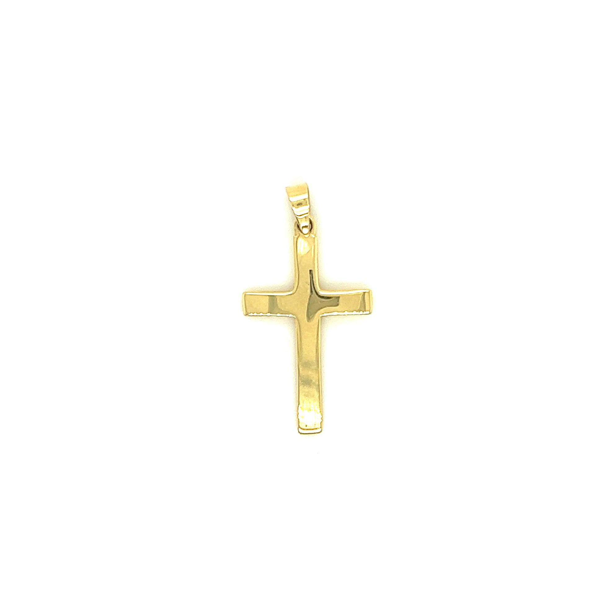 Flat Cross Pendant in 14K Yellow Gold Pendant Front View