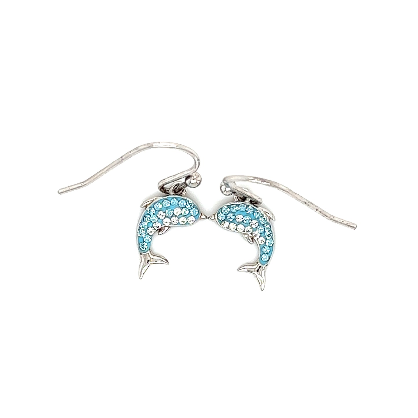 Dolphin Dangle Earrings in Sterling Silver Top View