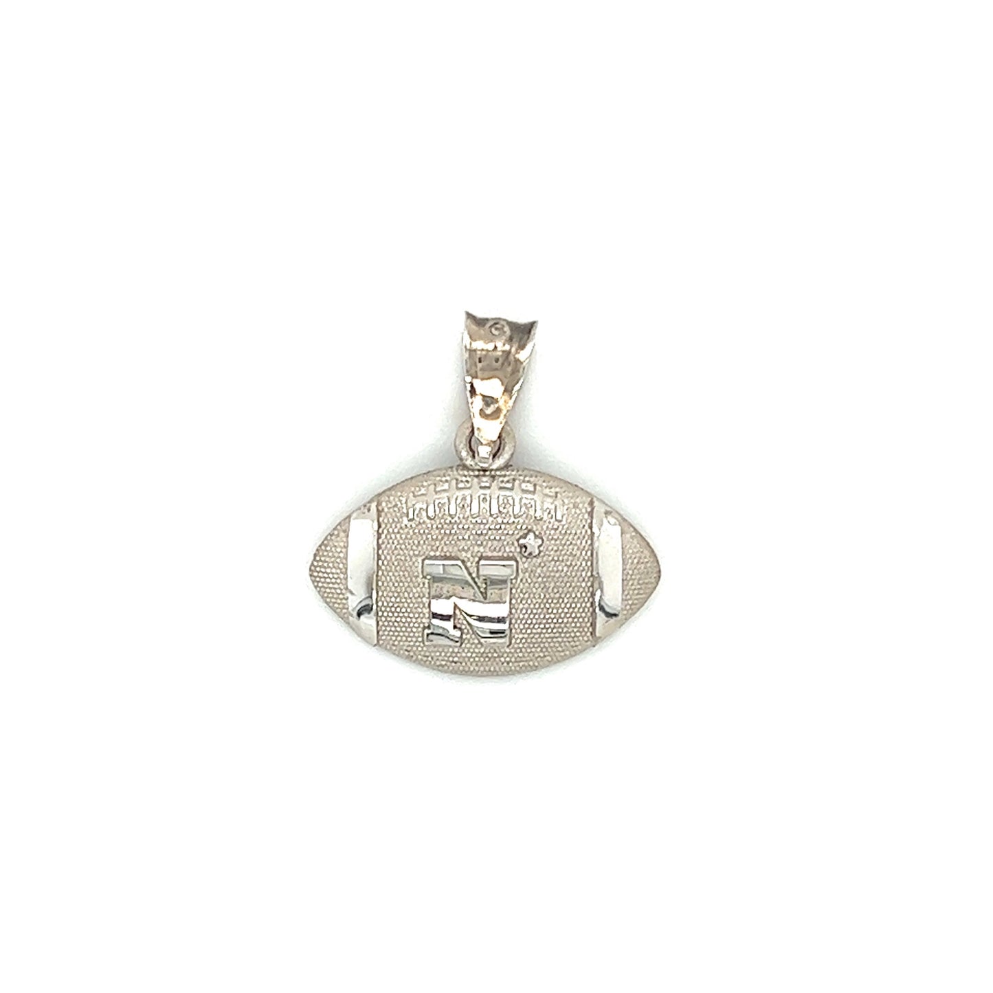 Navy Football Pendant in Sterling Silver Front Top View