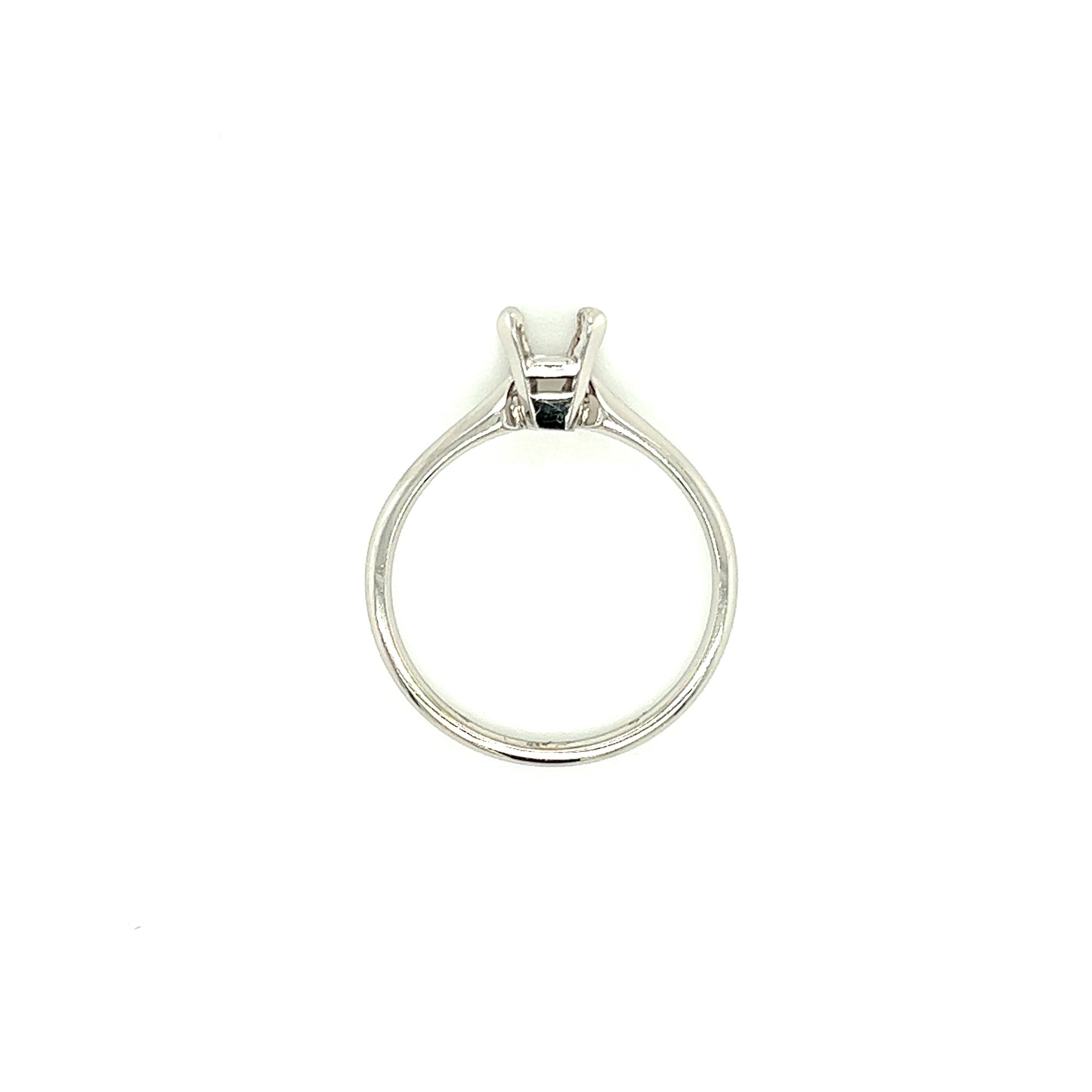 Engagement Ring Setting with 4 Prong Rectangular Head in 14K White Gold Top View