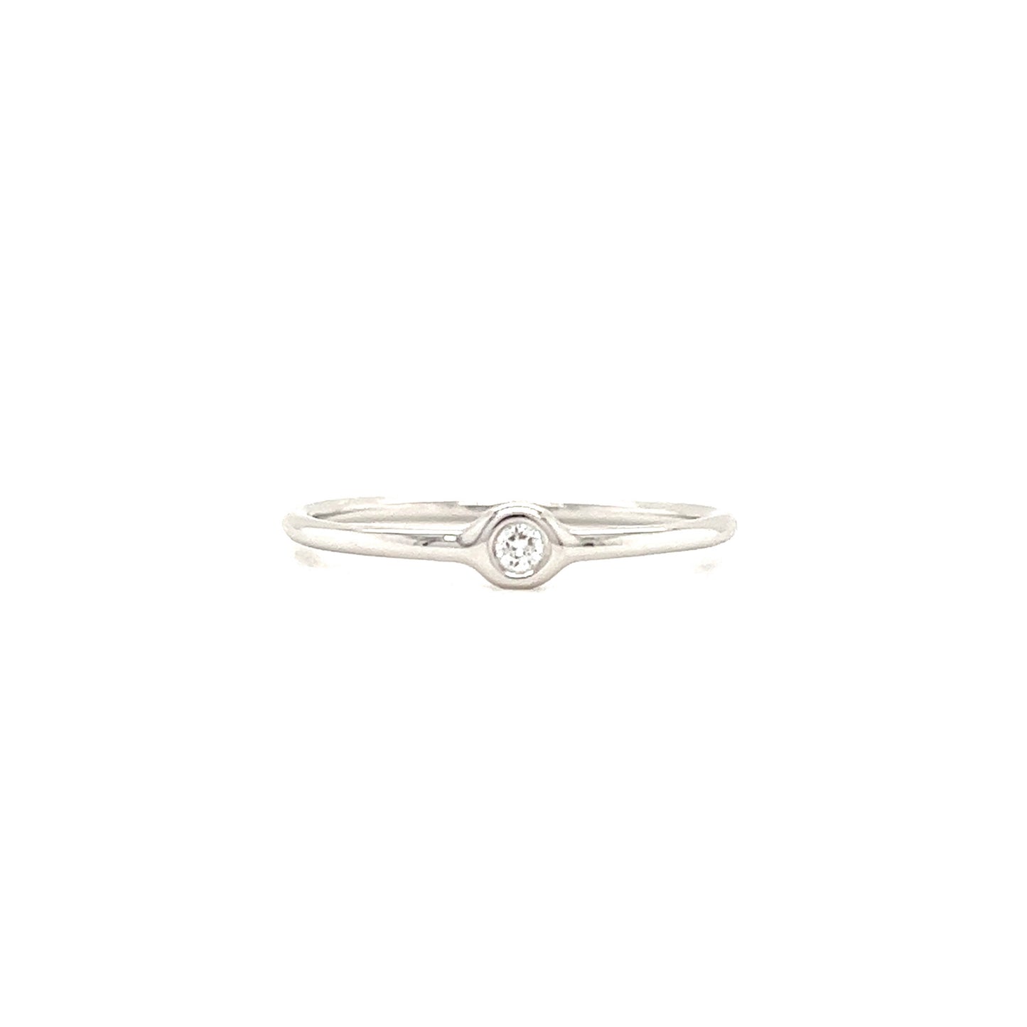 Bezel Diamond Ring in 14K White Gold Front View