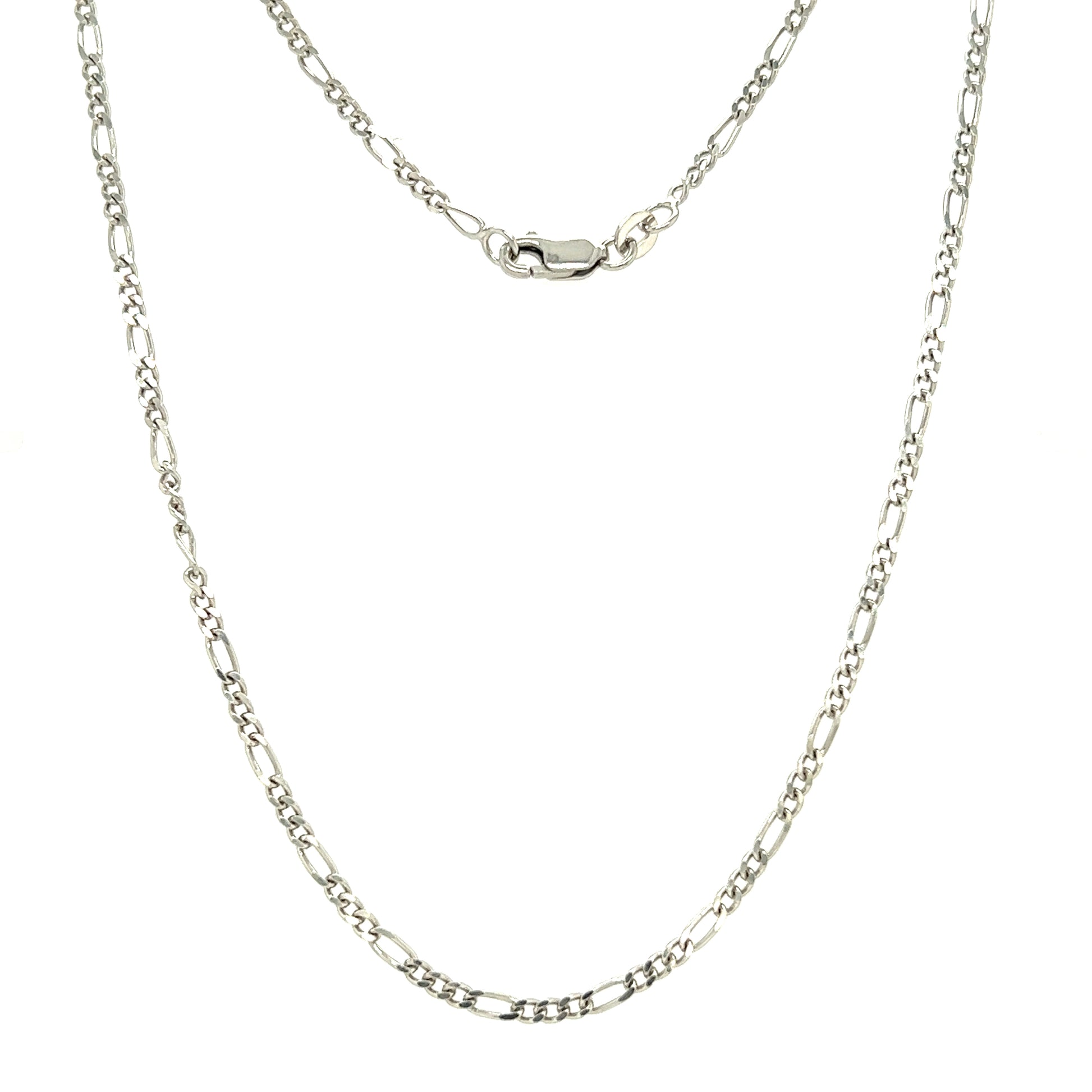 Figaro Chain 2.25mm with 18in of Length in Sterling Silver Full Chain Front View