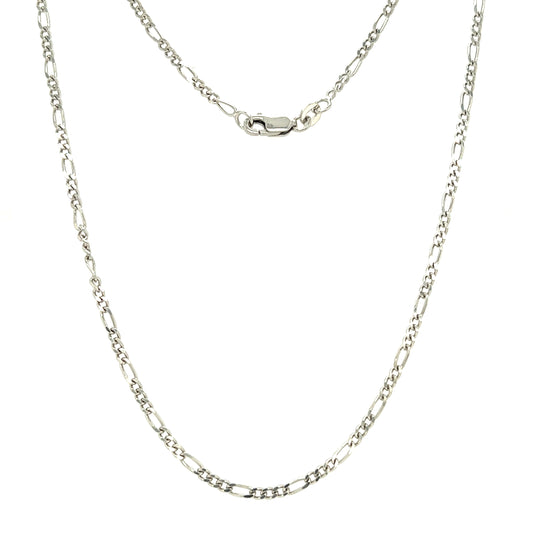 Figaro Chain 2.25mm with 18in of Length in Sterling Silver Full Chain Front View
