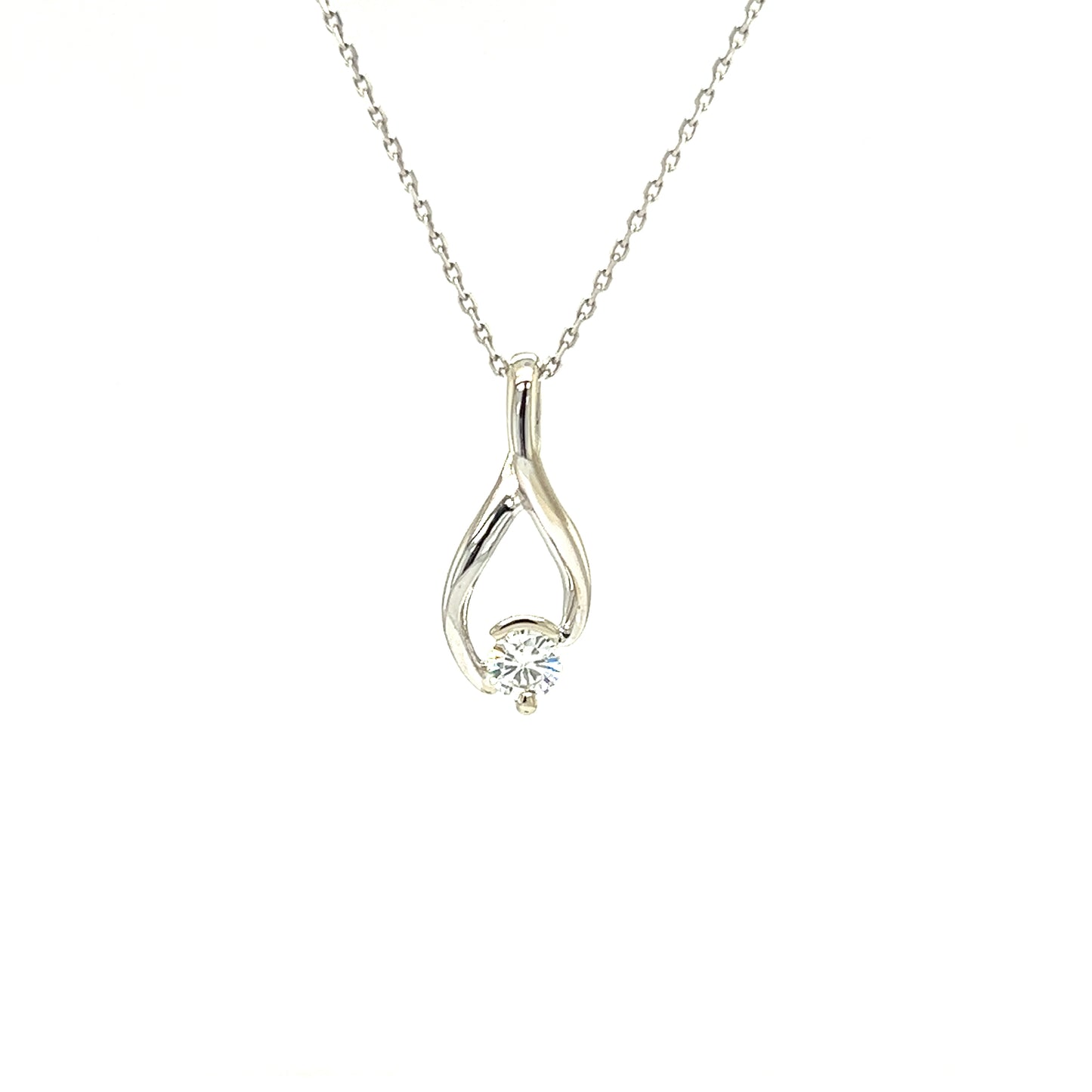 Infinity Pendant with 0.25ctw of Diamonds in 14K White Gold Pendant and Chain Front View