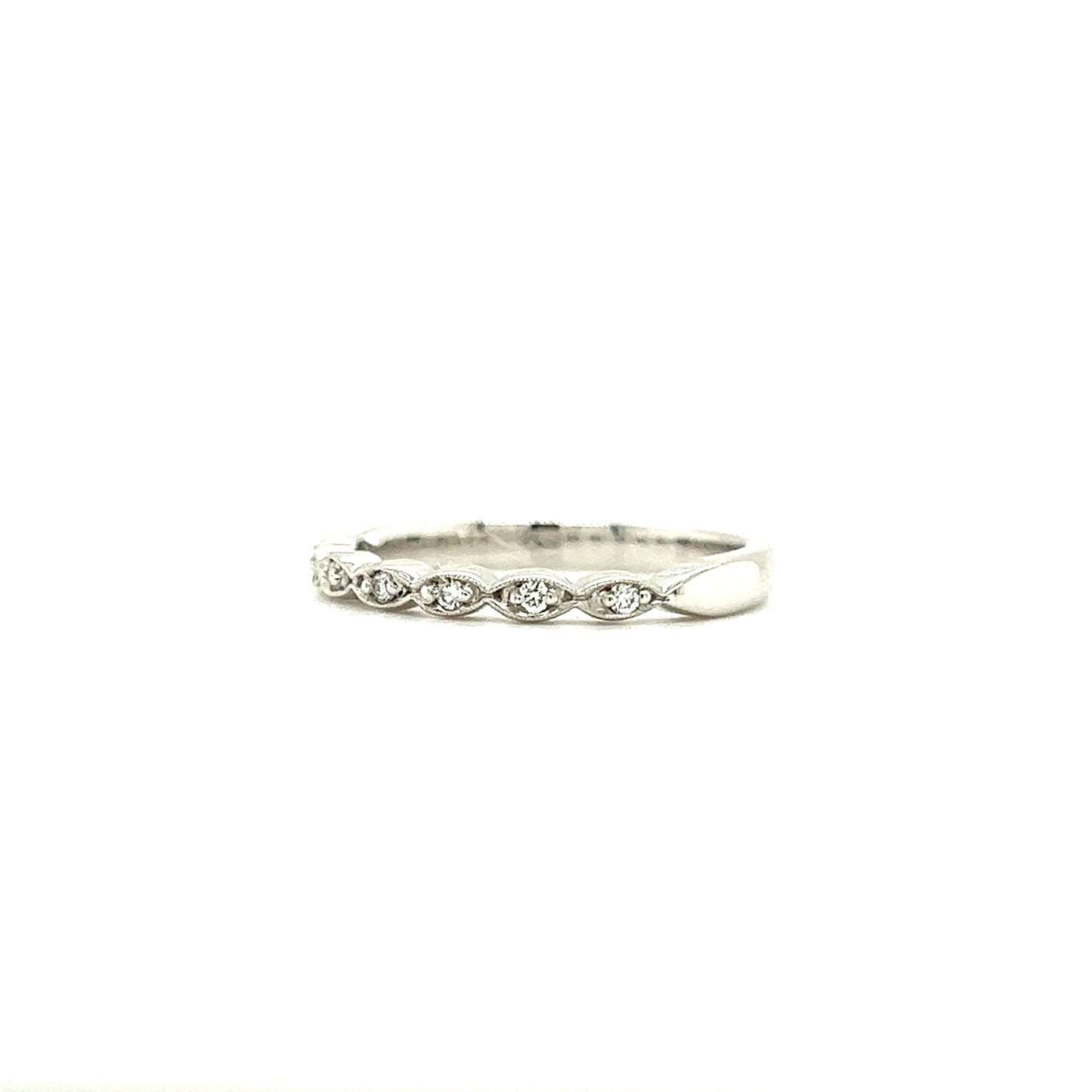 Wavy Diamond Ring with 0.07ctw Diamonds in 14K White Gold Left Side View