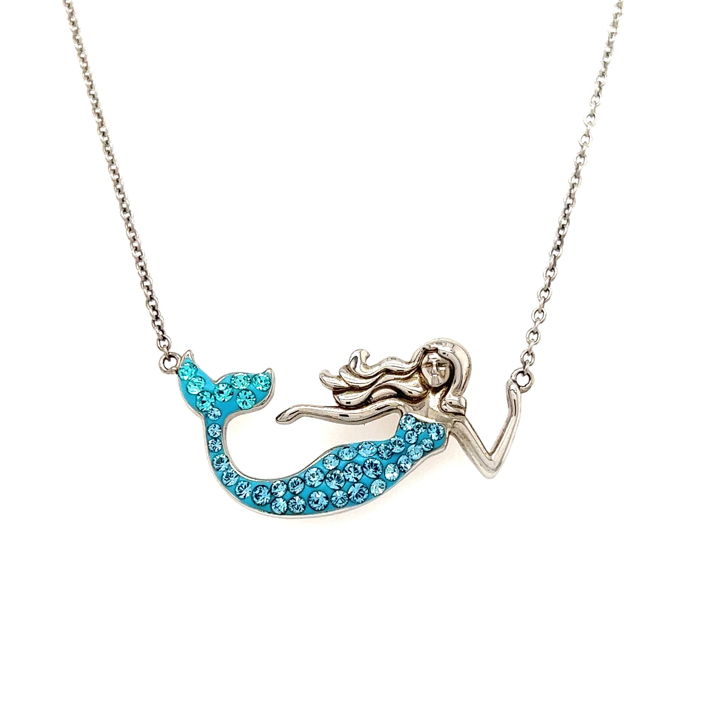 Mermaid Necklace in Sterling Silver Front View 3
