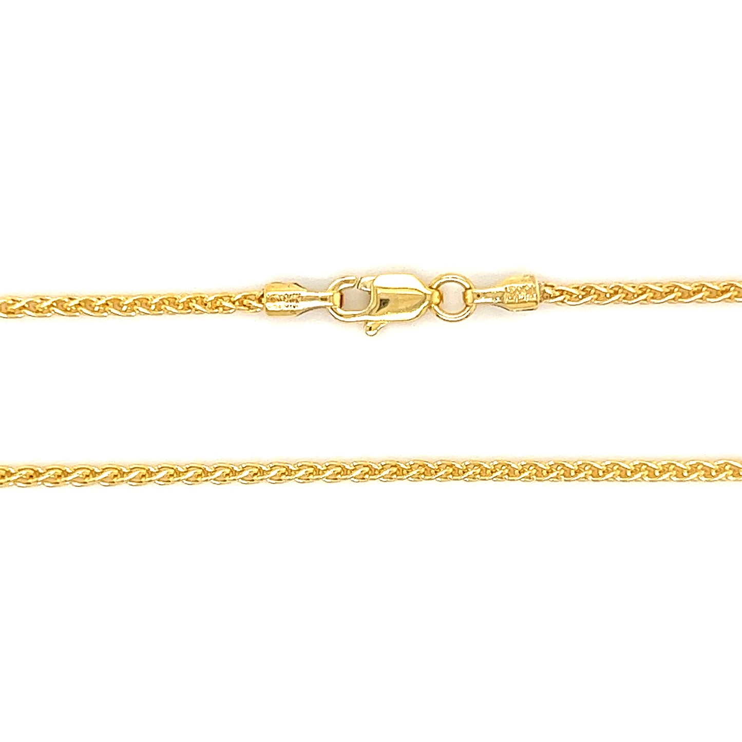 Wheat Chain 1.65mm with 16in Length in 10K Yellow Gold Chain and Clasp View