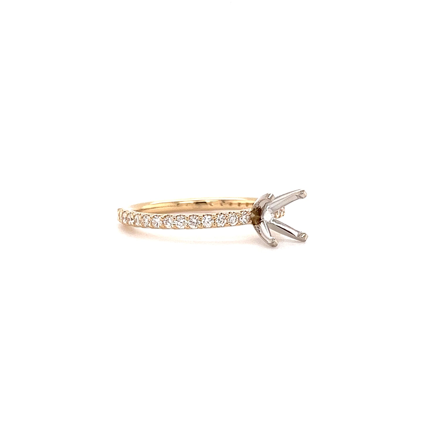 Solitaire Ring Setting with 0.37ct of Diamonds in 14K Yellow Gold Left Side View