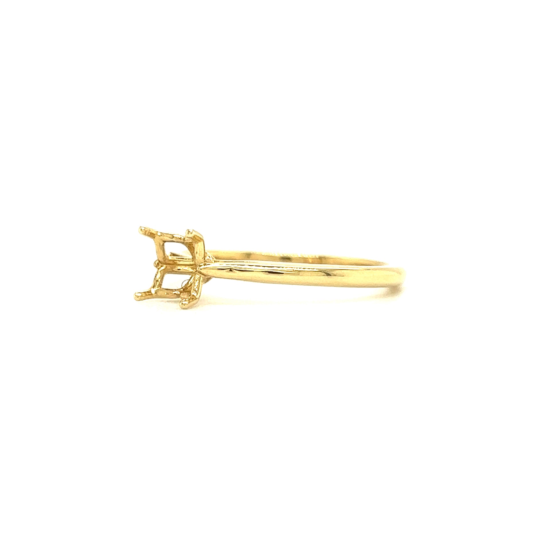 Solitaire 5mm Ring Setting with Four Prong Head in 14K Yellow Gold Right Side View