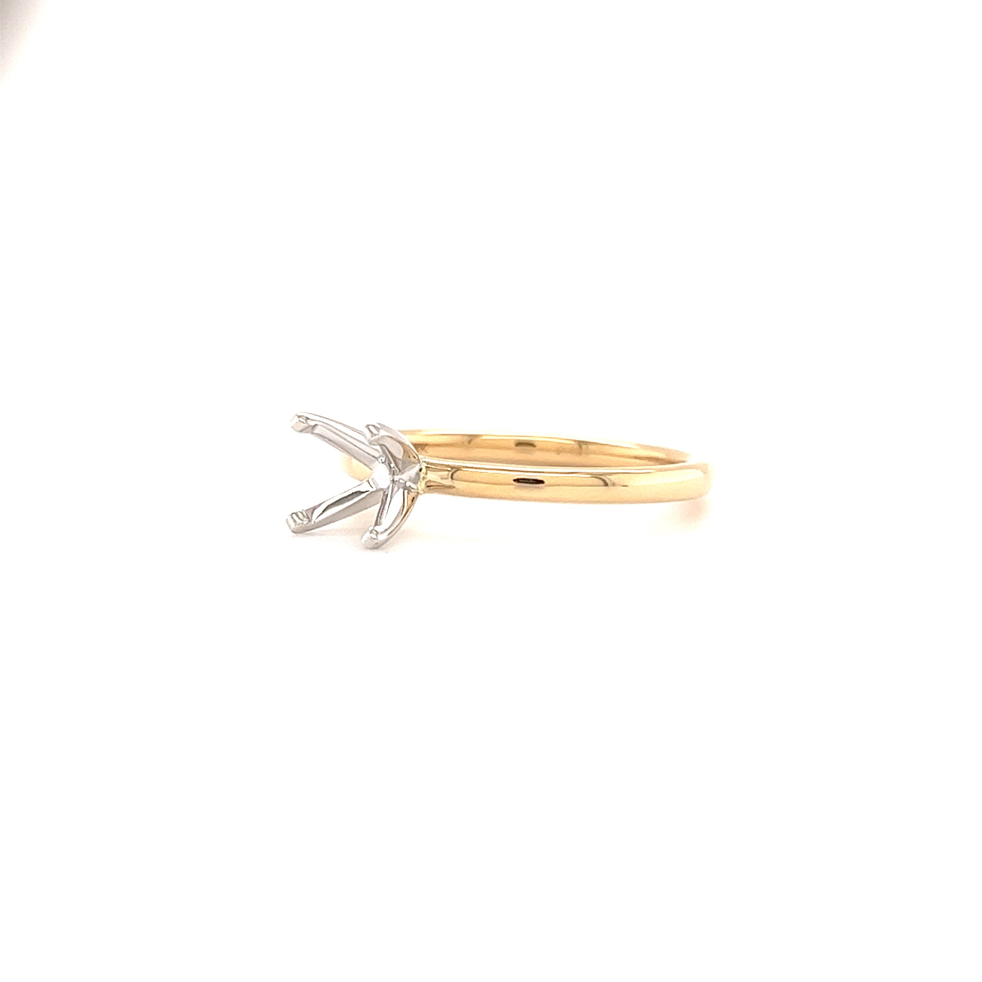Solitaire Ring Setting with Four Prong Head in 14K Yellow Gold Right Side View