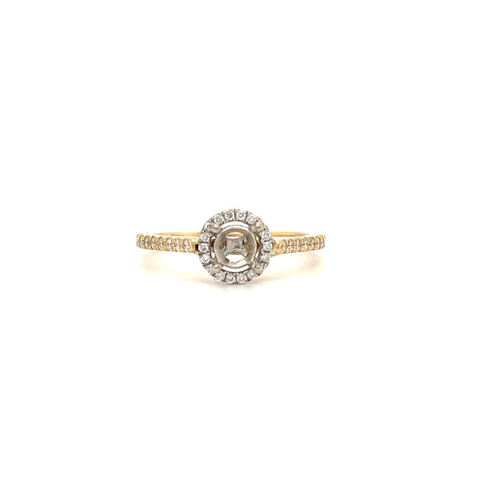 Ring Setting in 14K Yellow Gold with Diamond Halo Front View