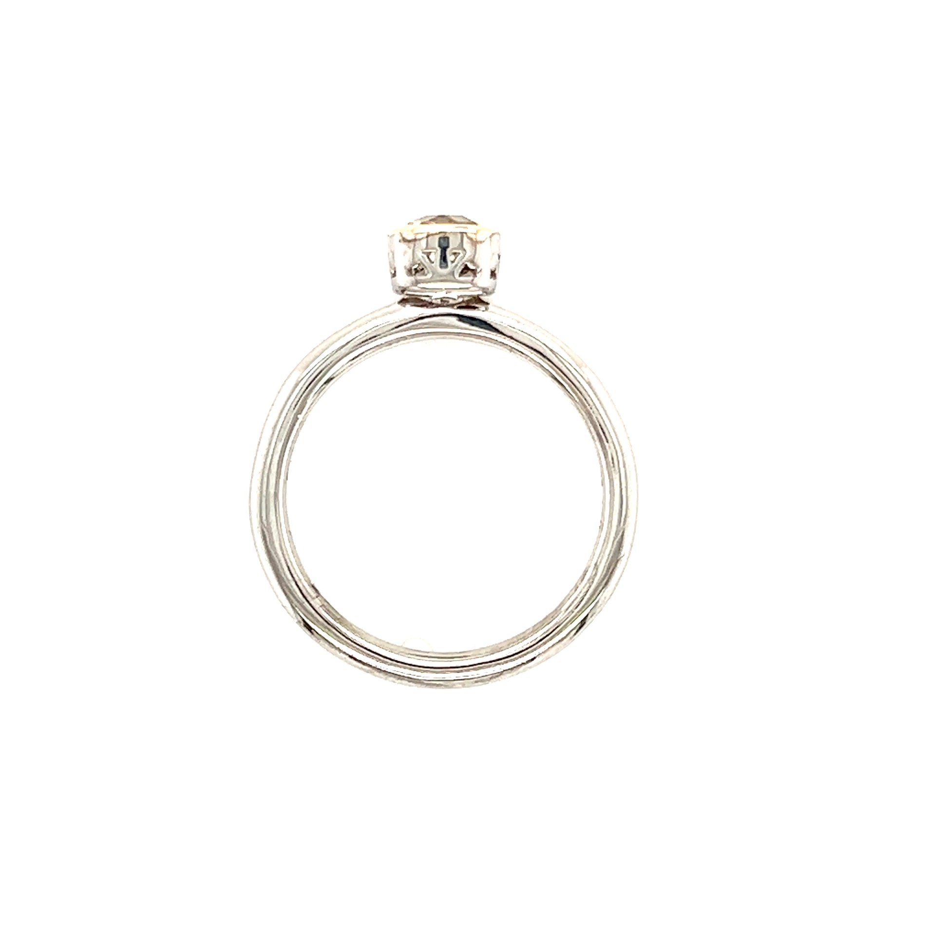 Cushion White Topaz Ring in Sterling Silver with 14K Yellow Gold Accent Top View 