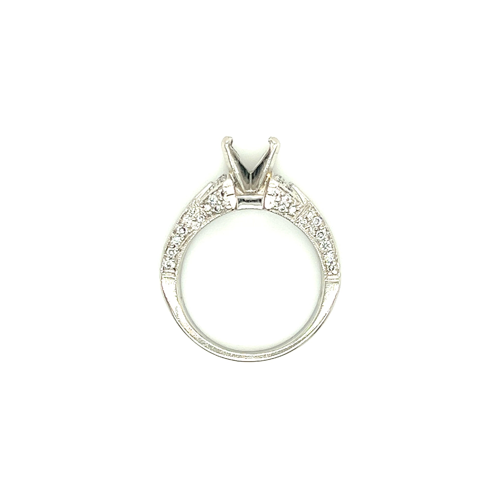 Ring Setting with 0.80ctw of Diamonds in Platinum Top View