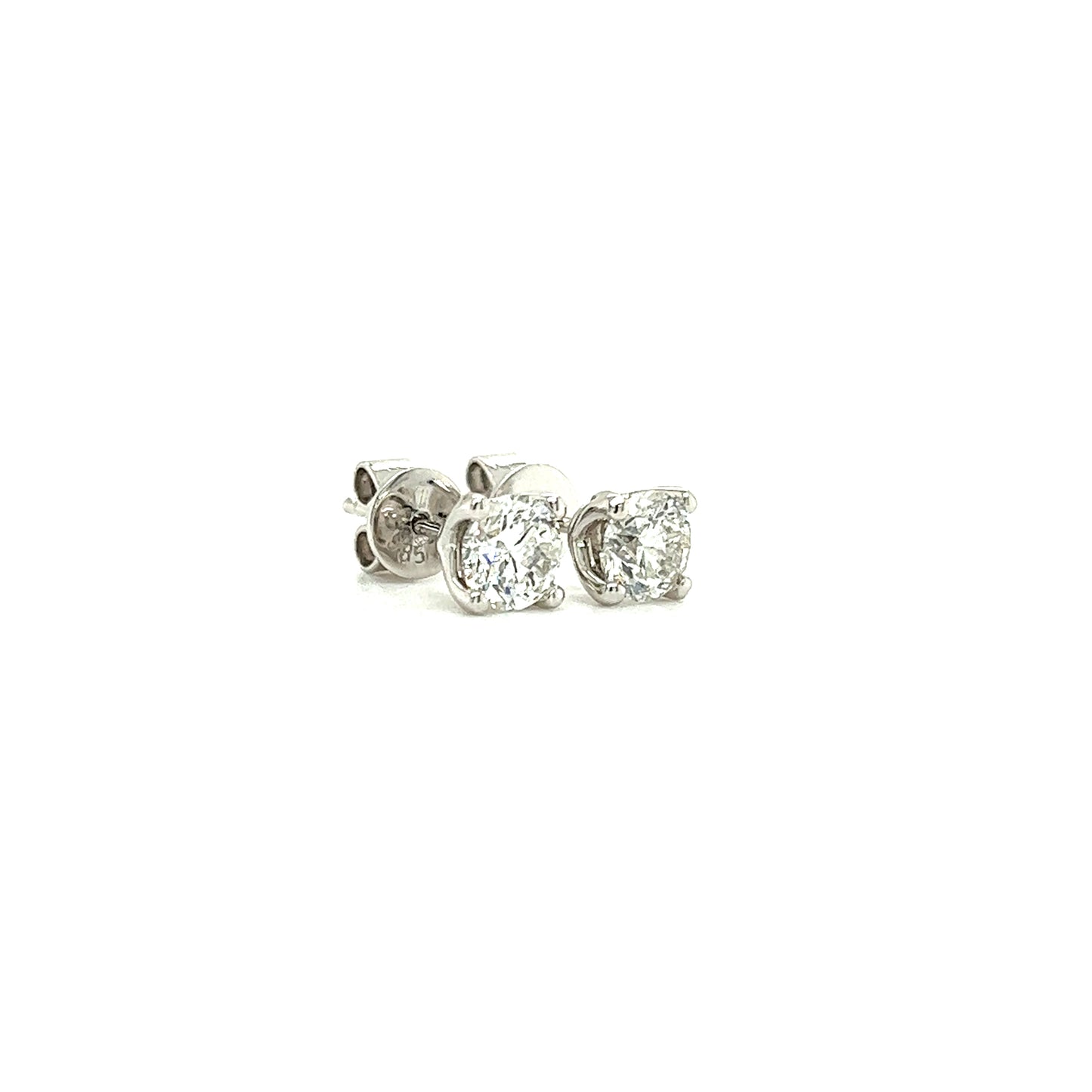 Diamond Stud Earrings with 1ctw of Diamonds in 14K White Gold Left Side View