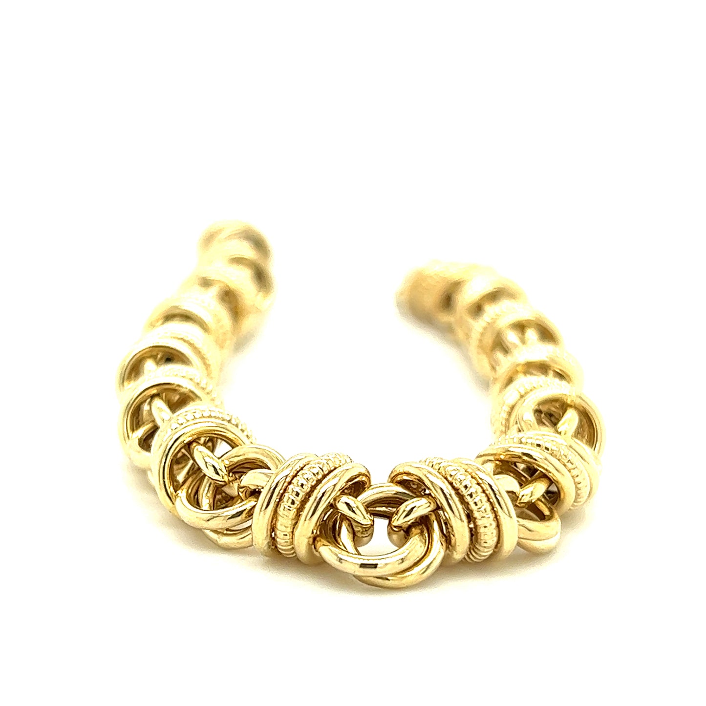 Double Link Bracelet with Loose Rings in 14K Yellow Gold Links View