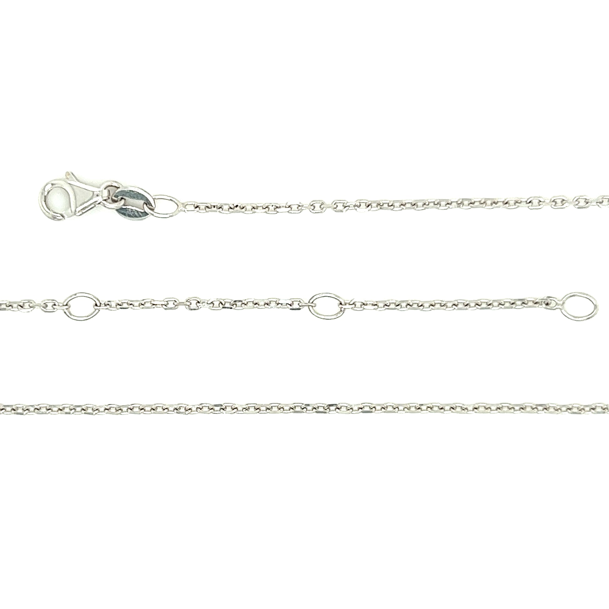 Cable Chain 1.3mm with Adjustable Length in 14K White Gold Chain and Clasp View