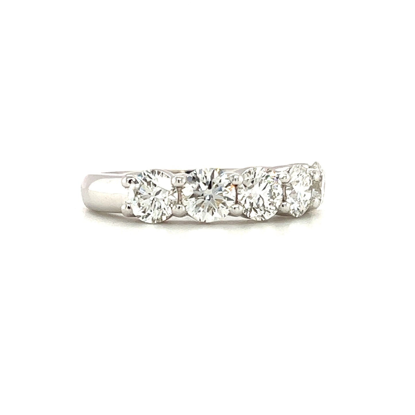 Diamond Wedding Ring with Five Round Diamonds in 14K White Gold Right Side