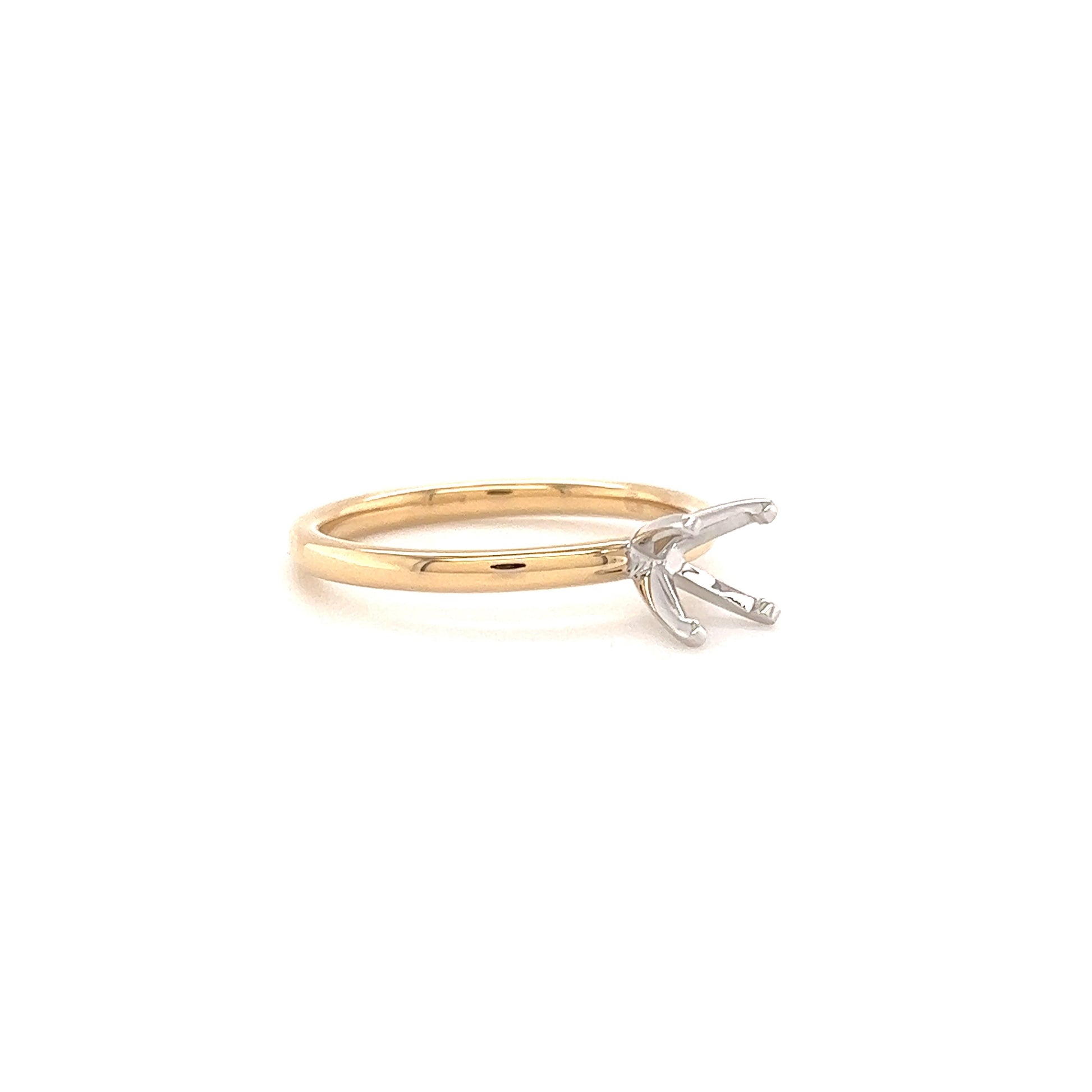 Solitaire Ring Setting with Four Prong Head in 14K Yellow Gold Left Side View