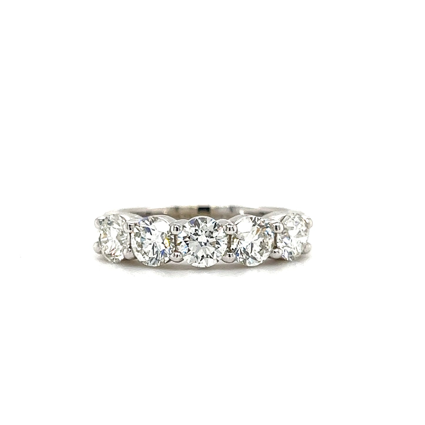 Diamond Wedding Ring with Five Round Diamonds in 14K White Gold Front Alternative View
