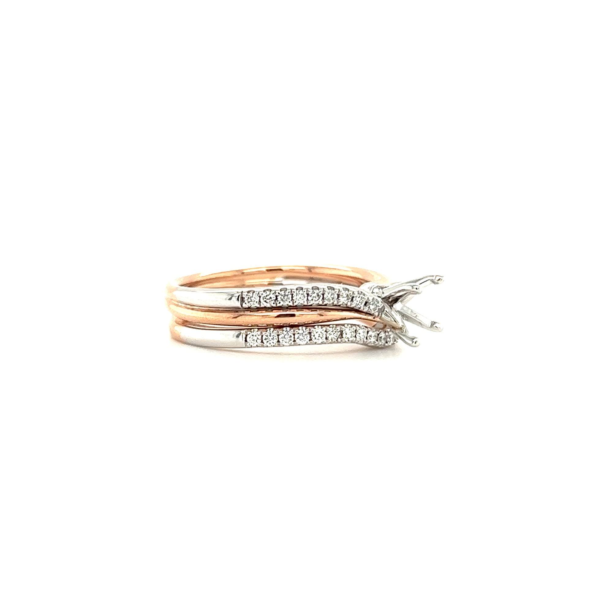 Bypass Wedding Set with 0.2ctw of Diamonds in 14K Rose and White Gold Left Side View