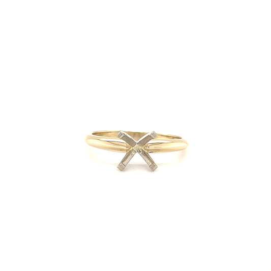 Solitaire Ring Setting with 4 Prong Head in 14K Yellow Gold Front View