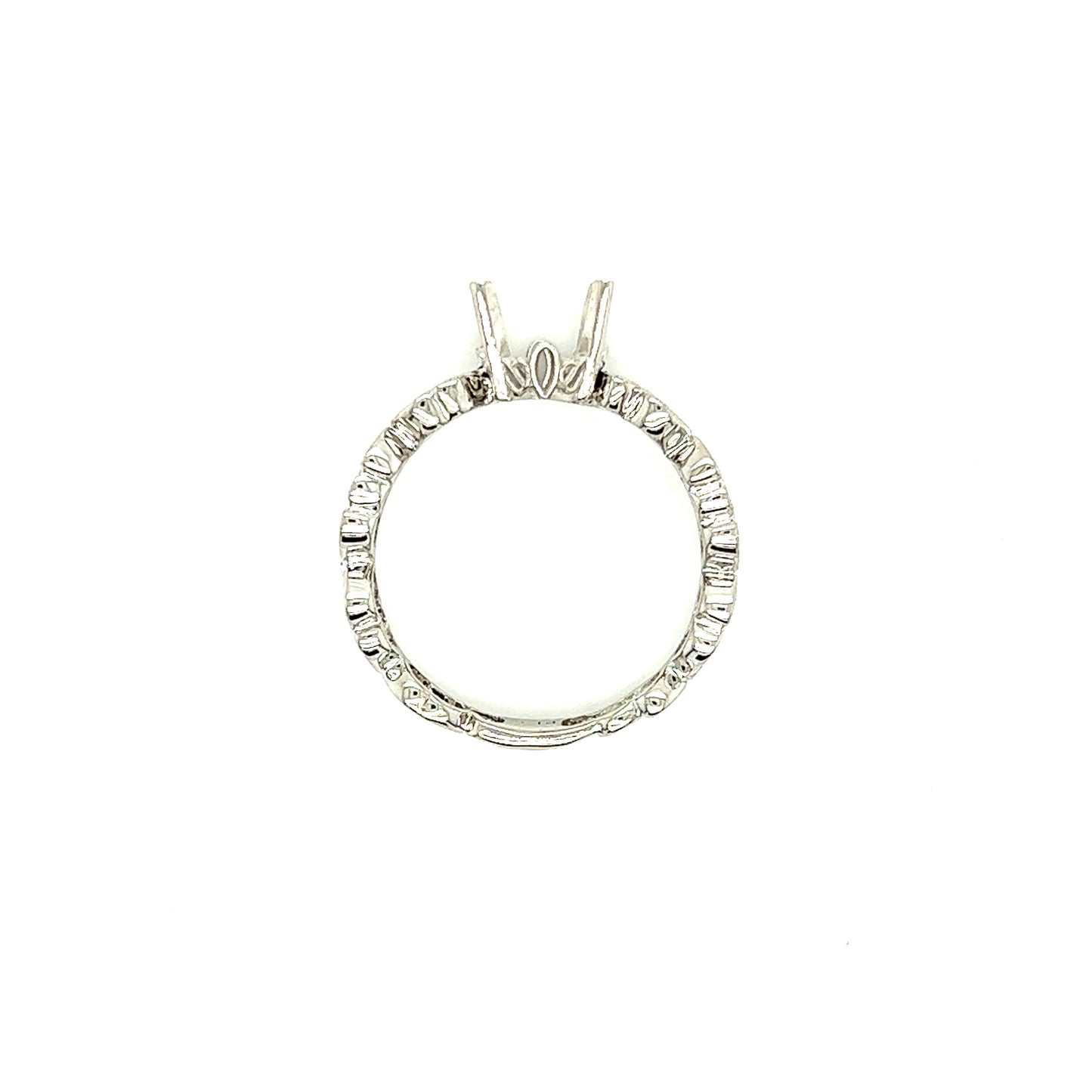 Floral Ring Setting with Twenty Accent Diamonds in Platinum Top View