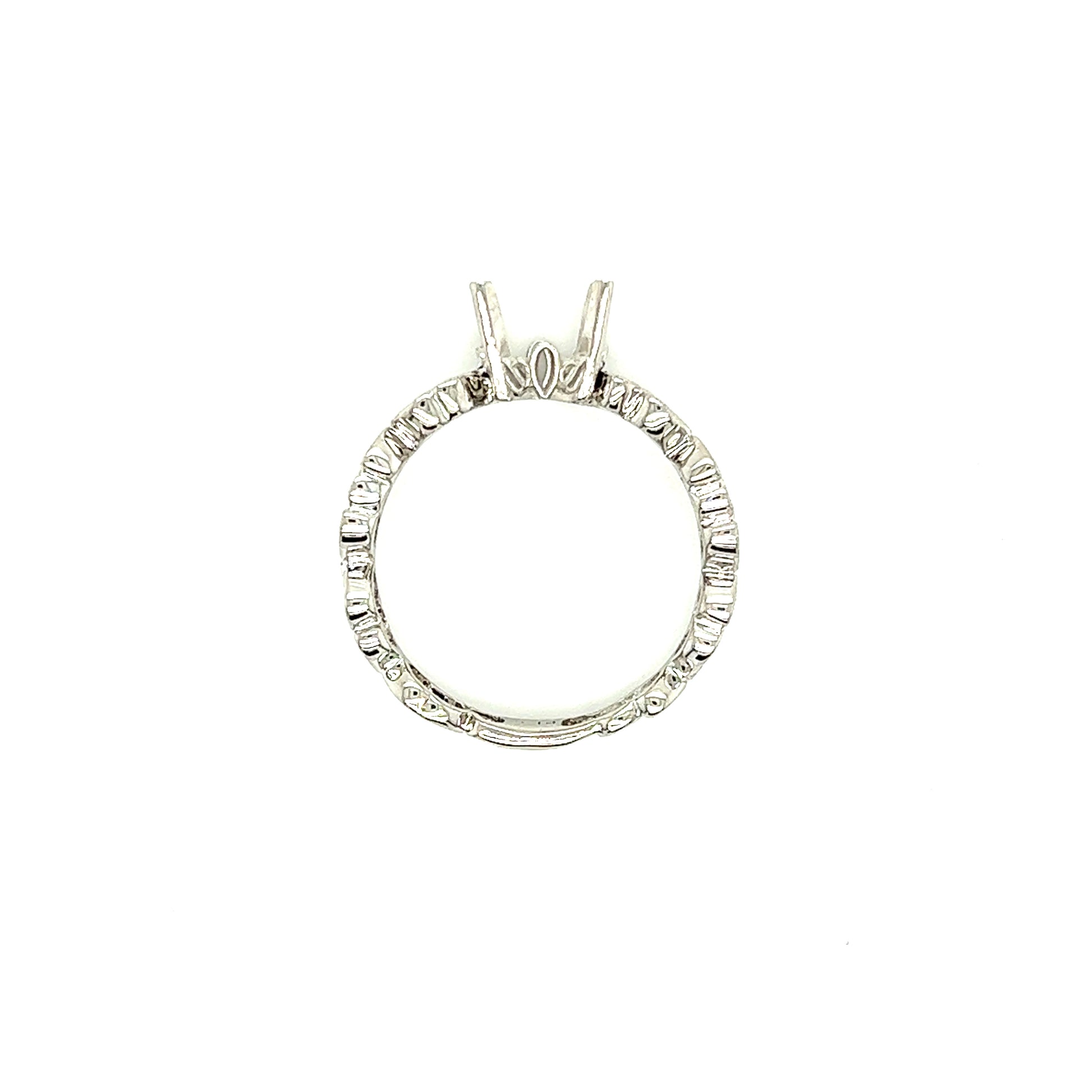 Floral Ring Setting with Twenty Accent Diamonds in Platinum Top View