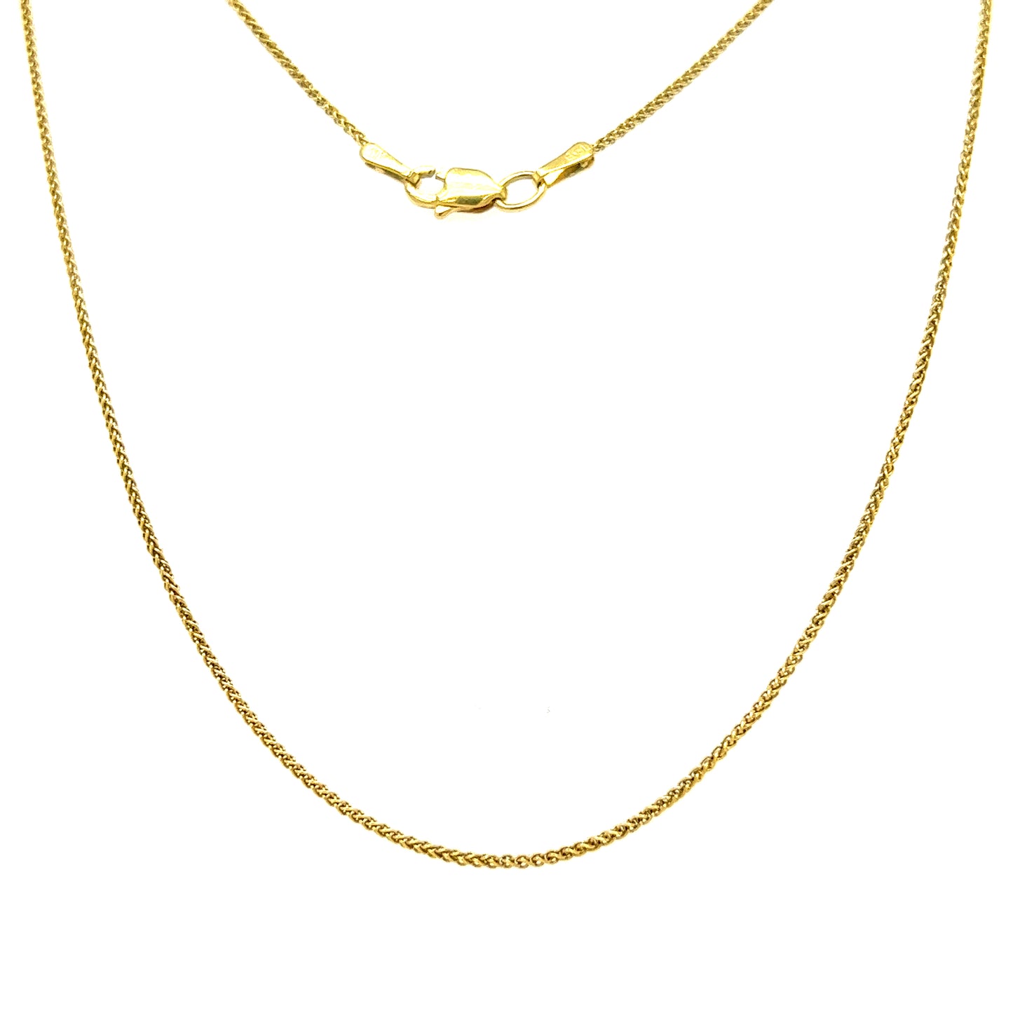 Wheat Chain with 16in Length in 10K Yellow Gold Full Chain View