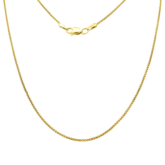 Wheat Chain with 16in Length in 10K Yellow Gold Full Chain View