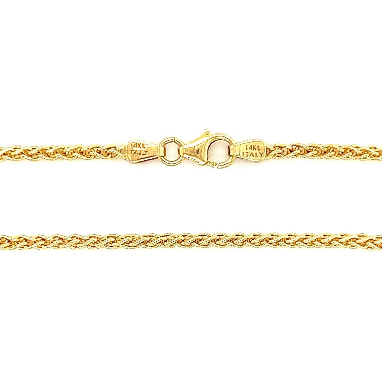 Wheat 2.1mm Chain with 18in Length in 14K Yellow Gold Chain and Clasp View