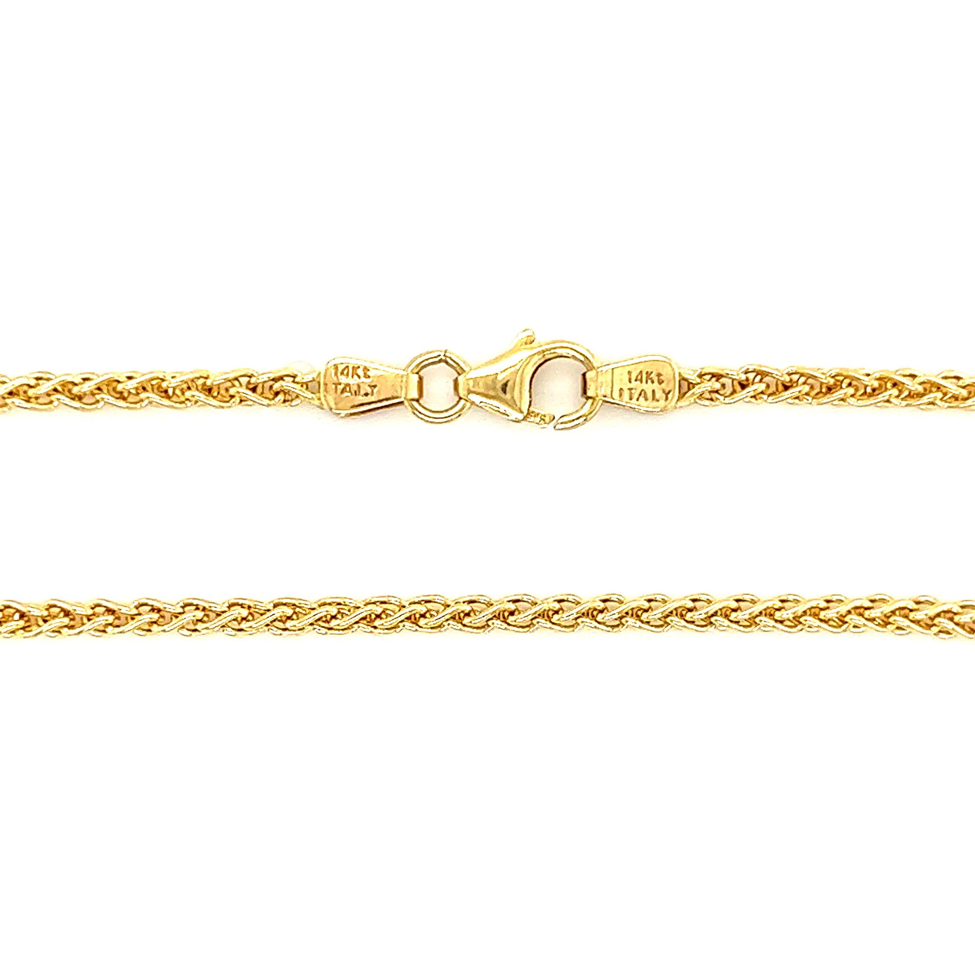 Wheat 2.1mm Chain with 18in Length in 14K Yellow Gold Chain and Clasp View